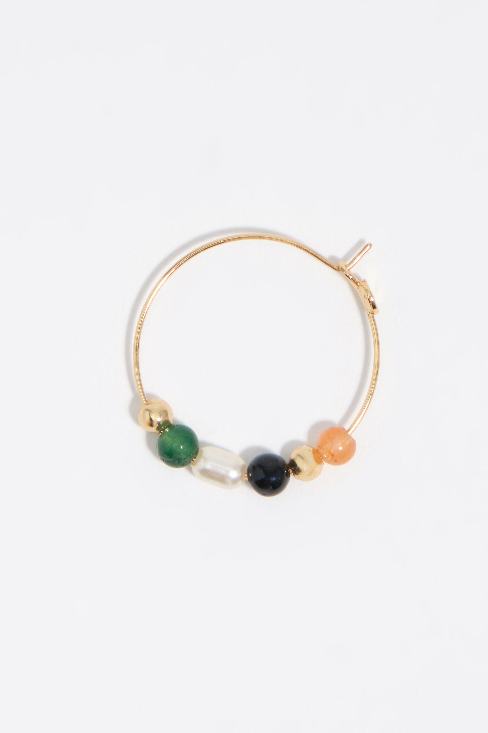 Pearl and stone hoop earrings