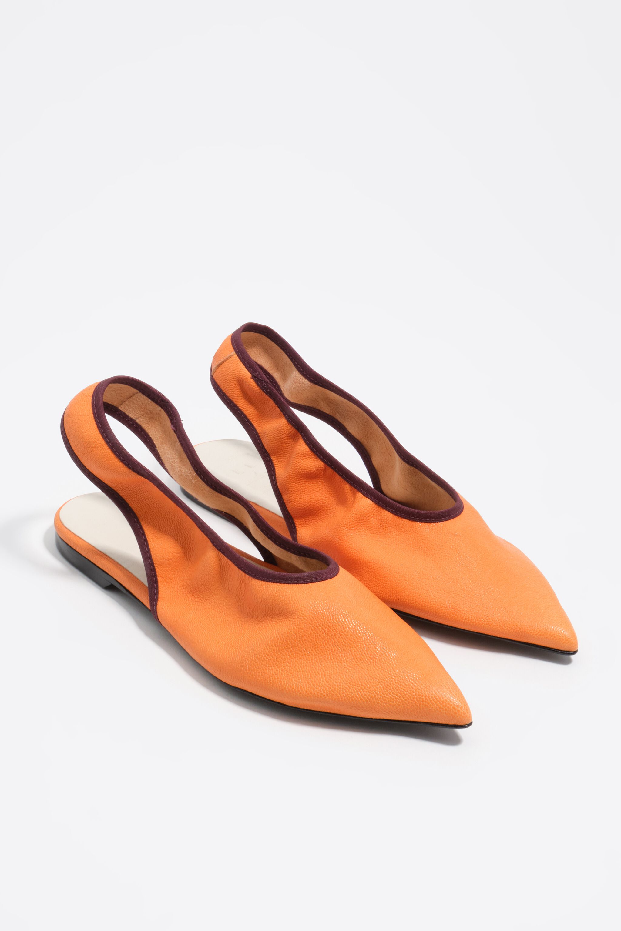 Orange leather slingback ballerina