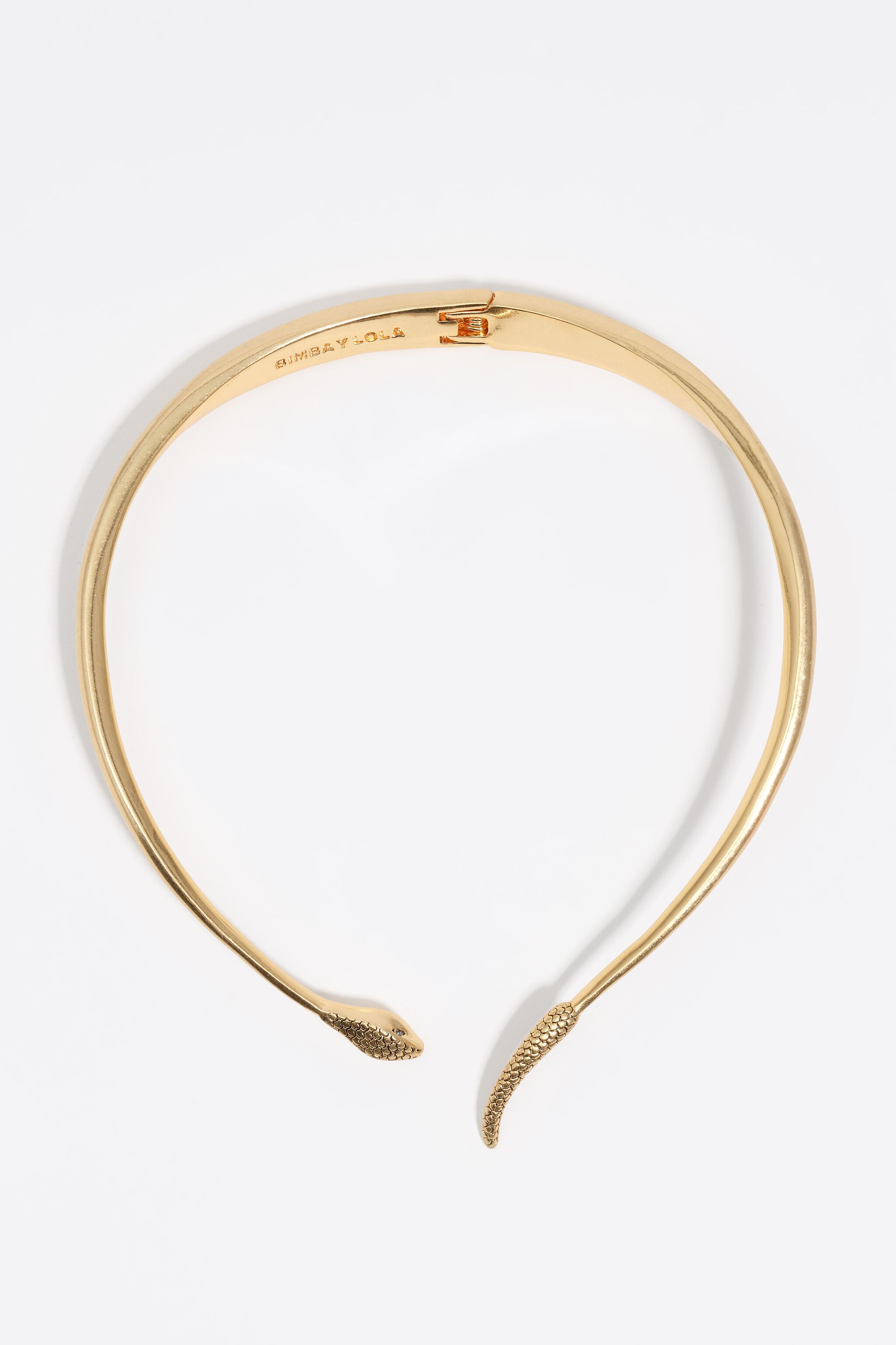 Gold rigid textured snake necklace