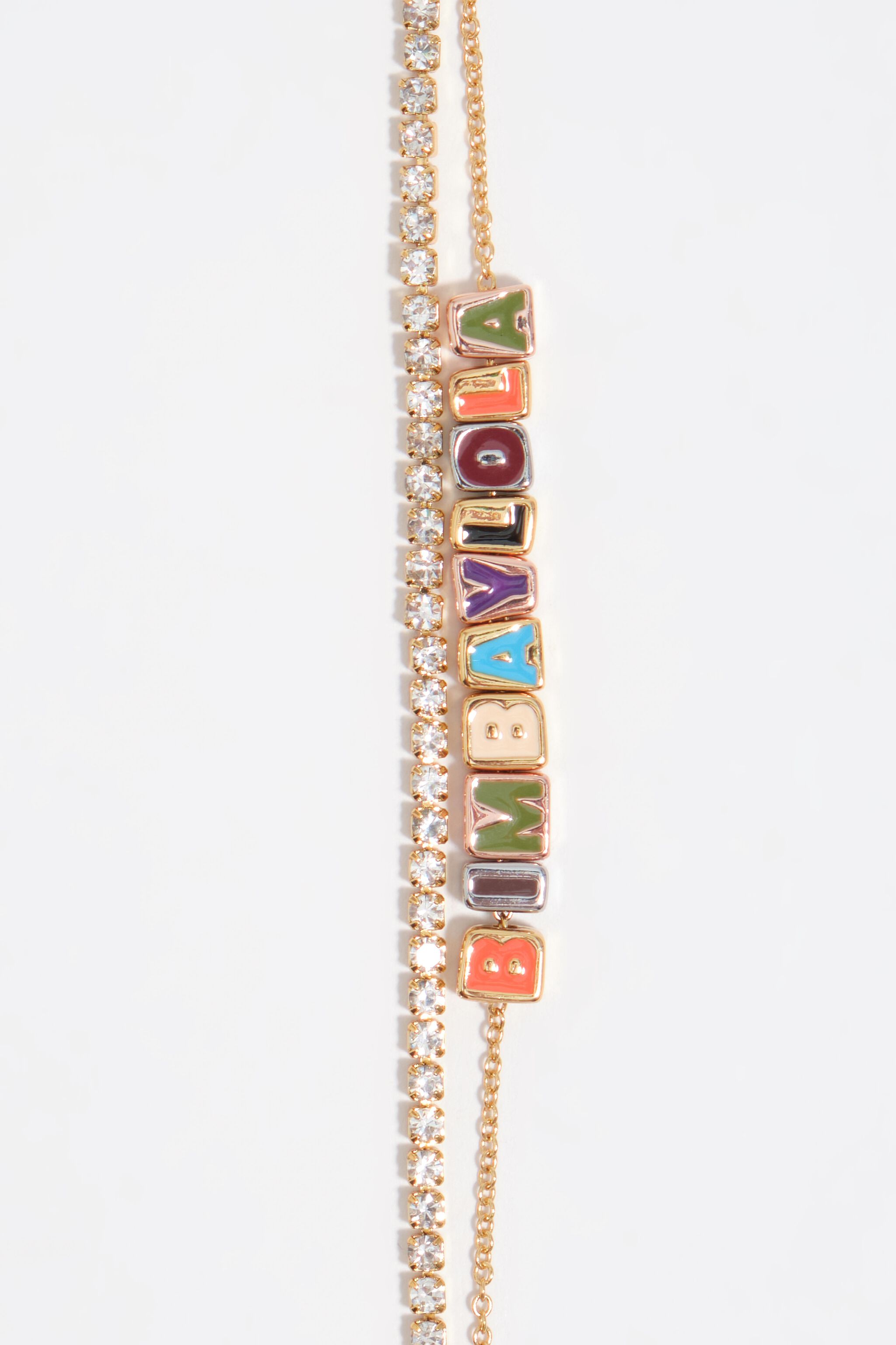 Multicolor dice logo double necklace