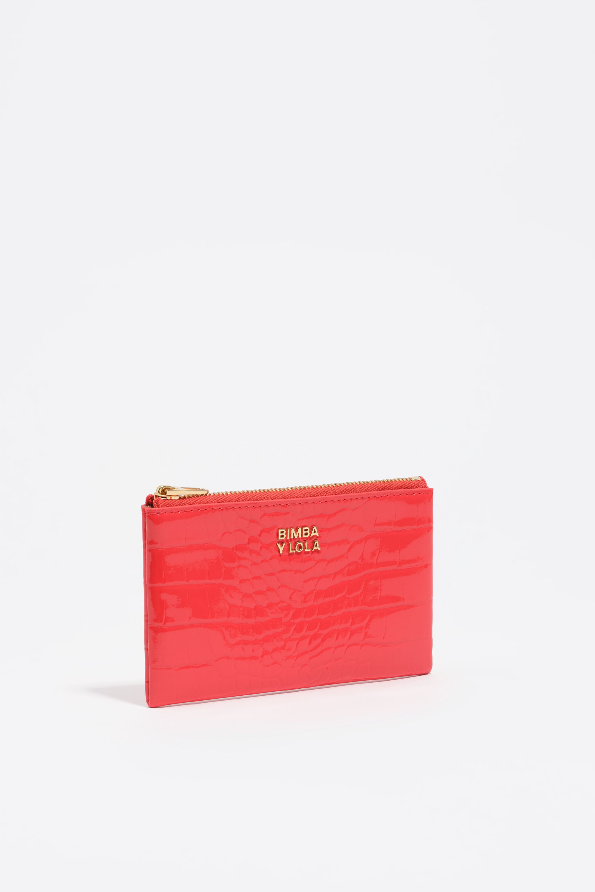 Coral mock croc coin purse