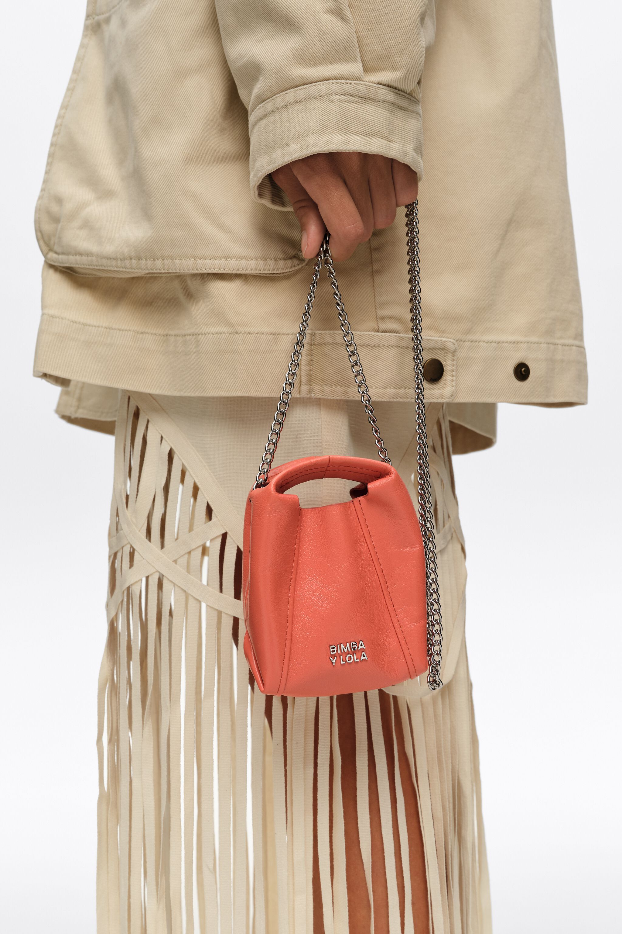 Coral micro leather Paper bag