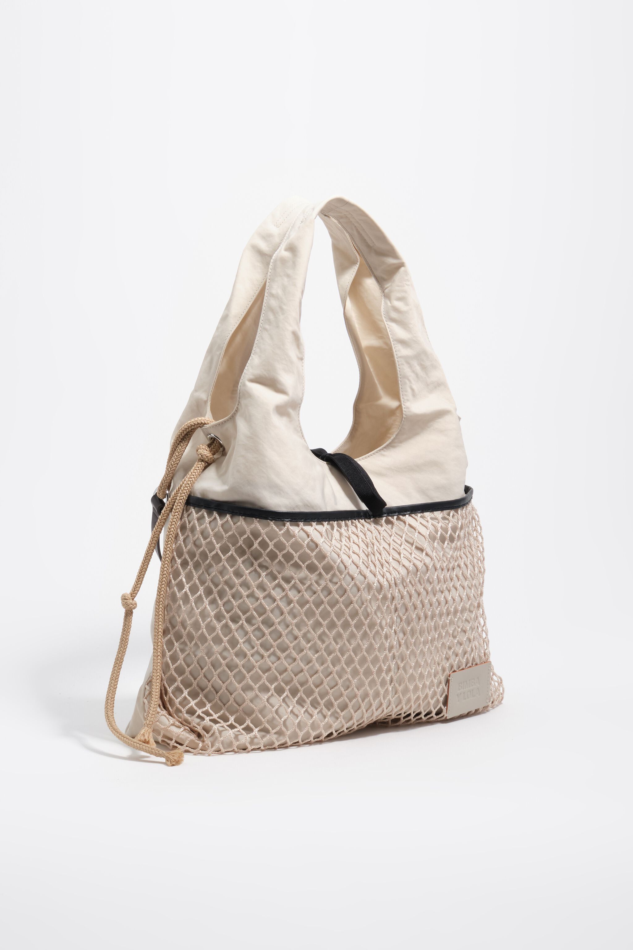 Large stone white nylon shopper bag