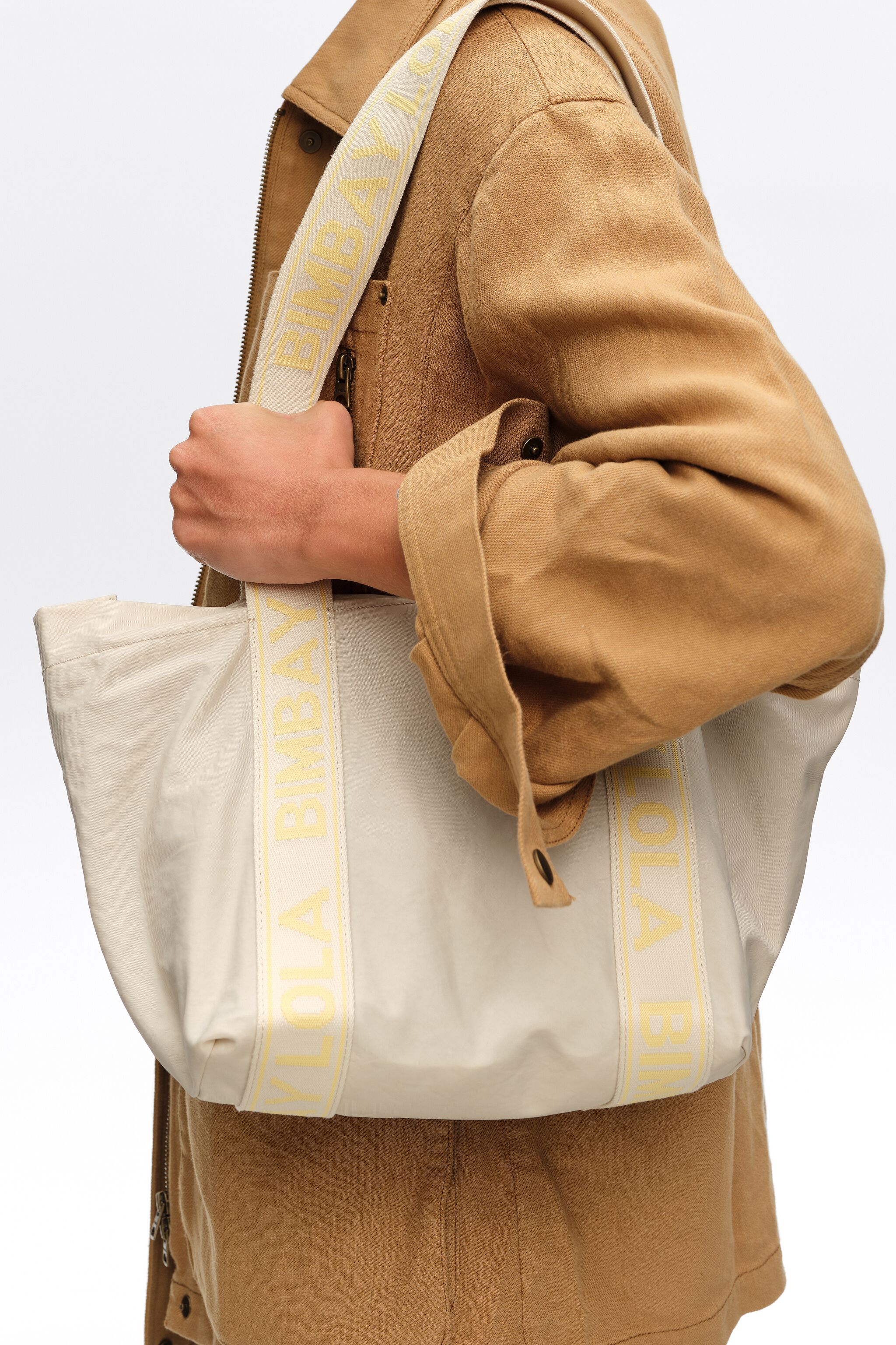 Medium stone white nylon bag