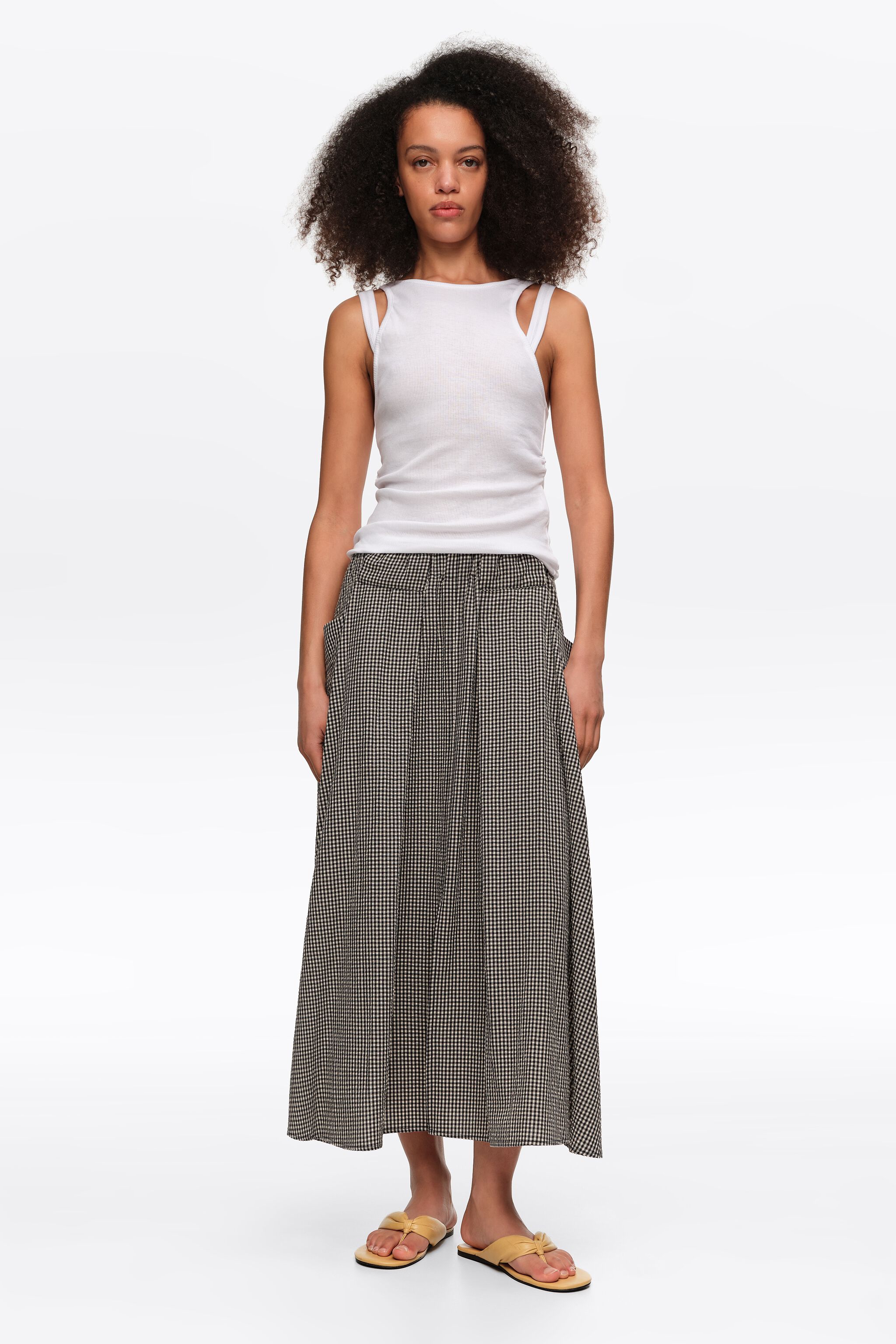 Black checked A-line skirt