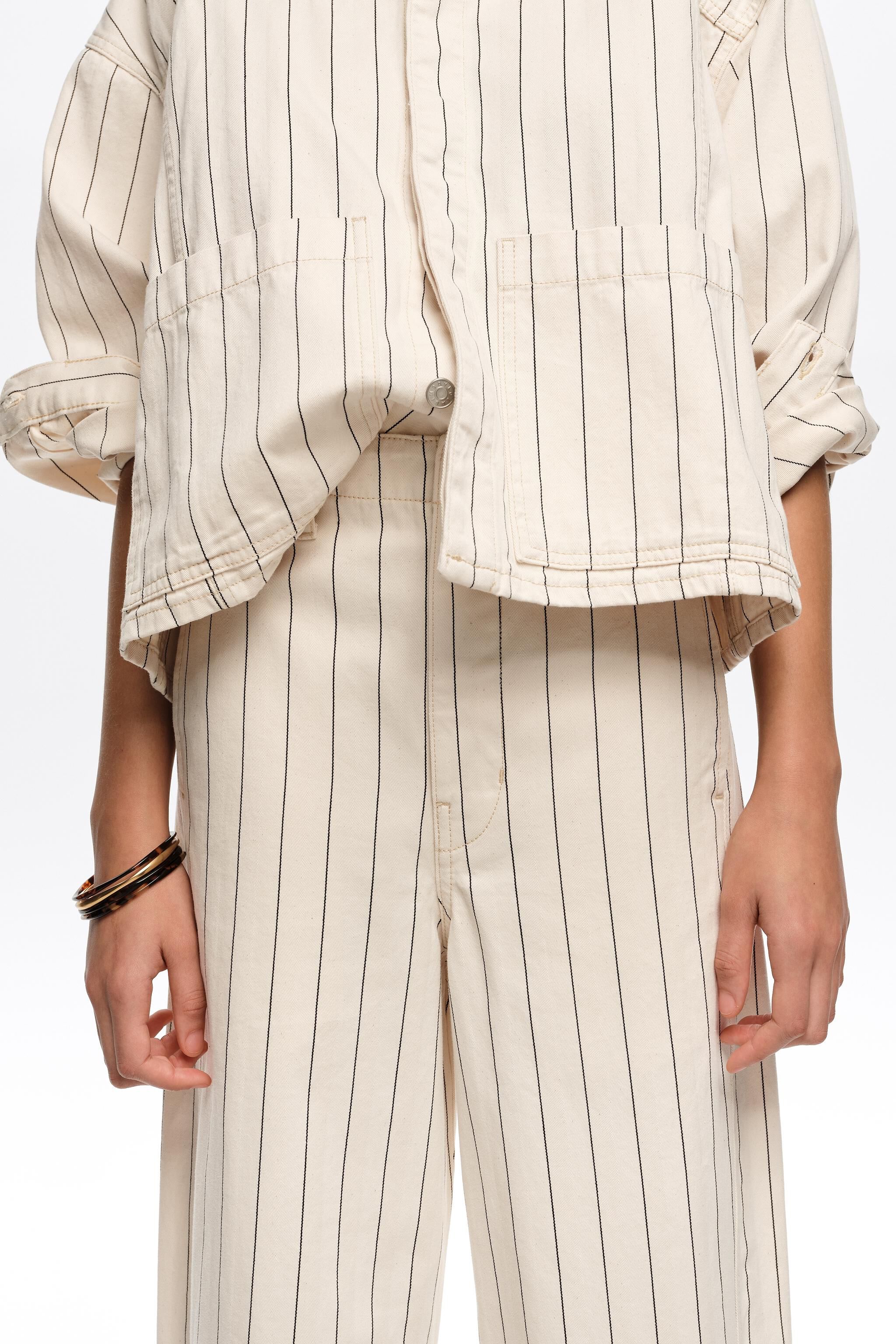 BARREL - Off-white striped jeans