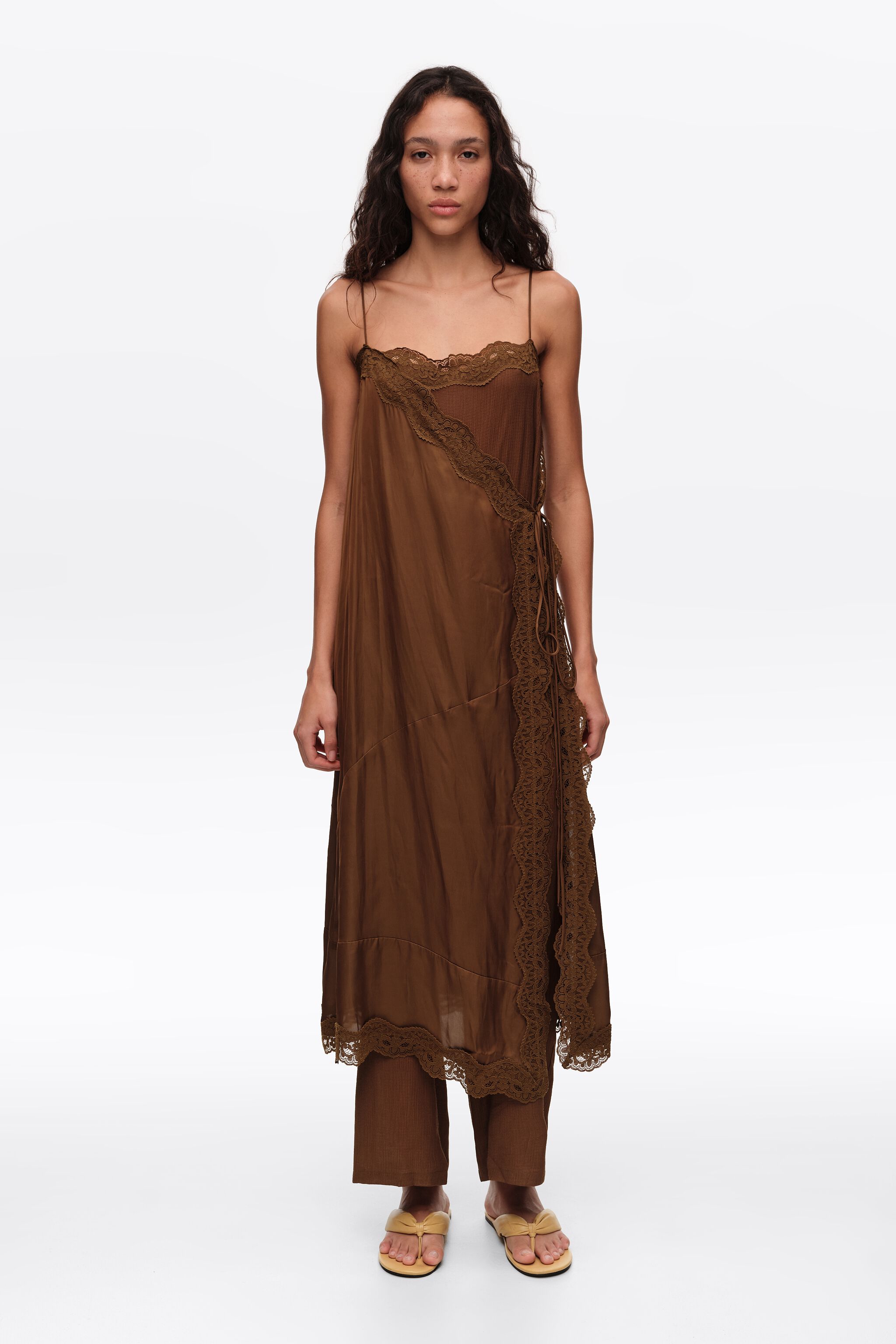 Dark olive lace skirt-trouser hybrid
