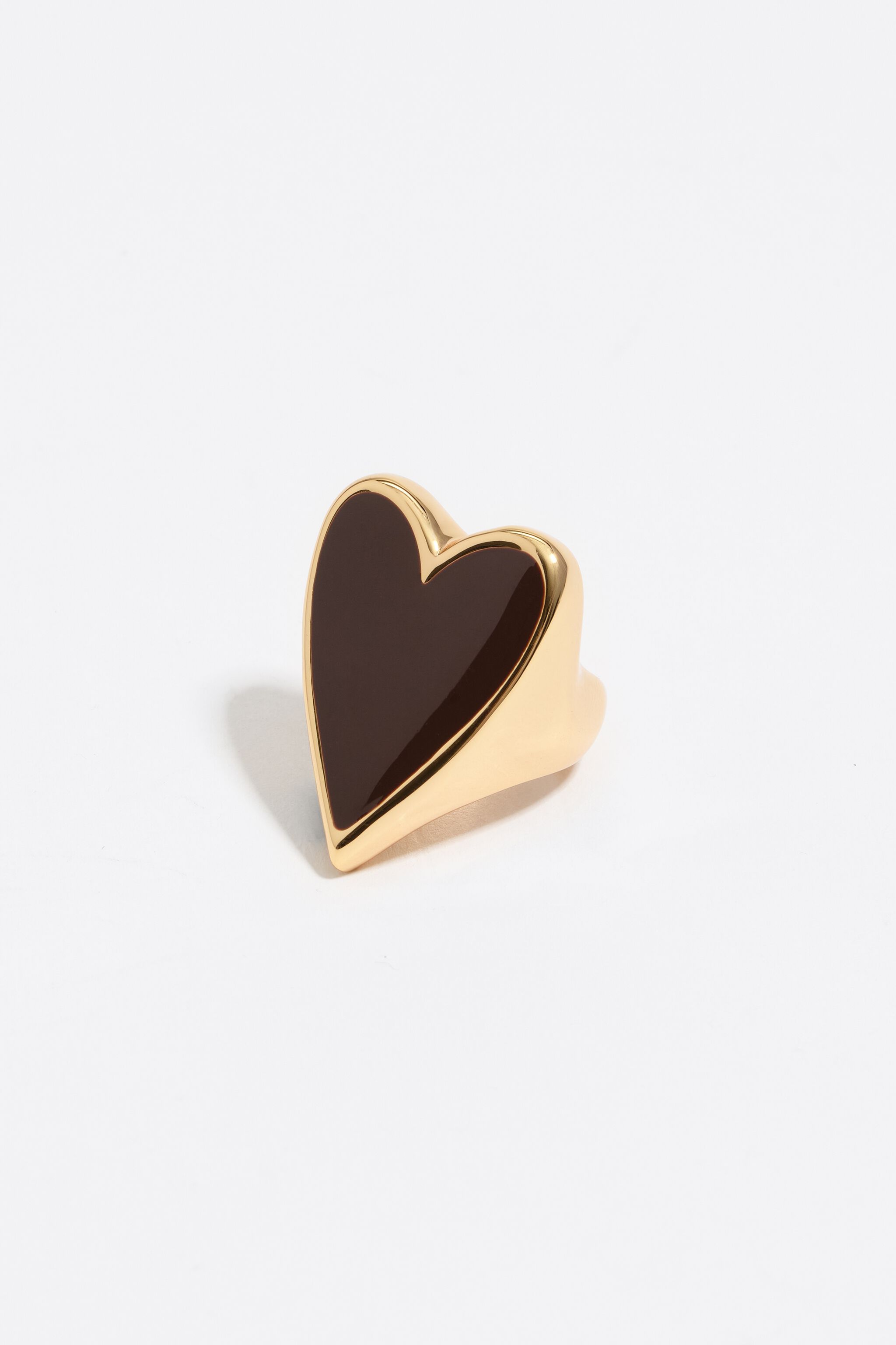 Brown and gold heart ring