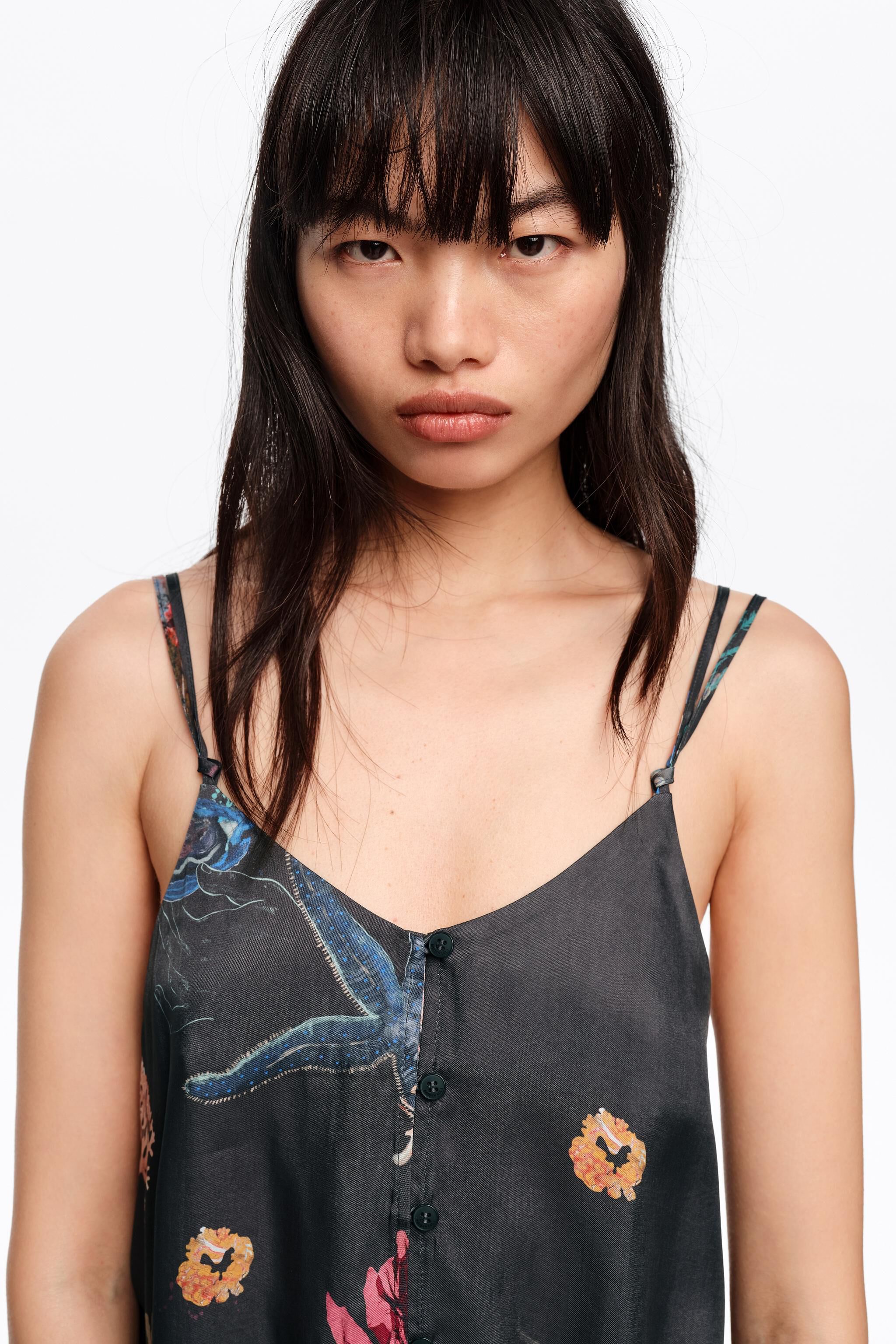 Seabed anthracite flowing strappy top
