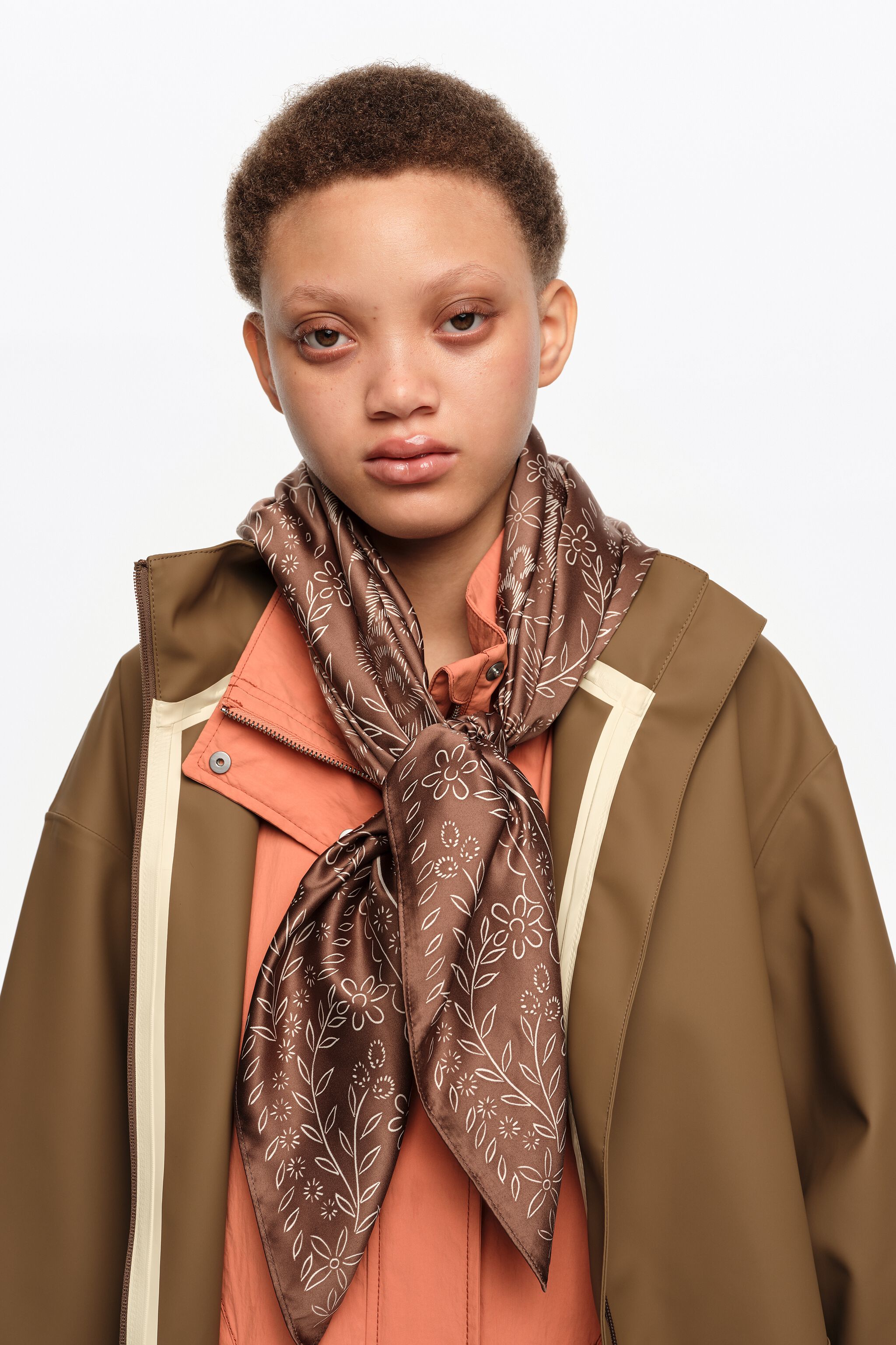 Brown floral scarf