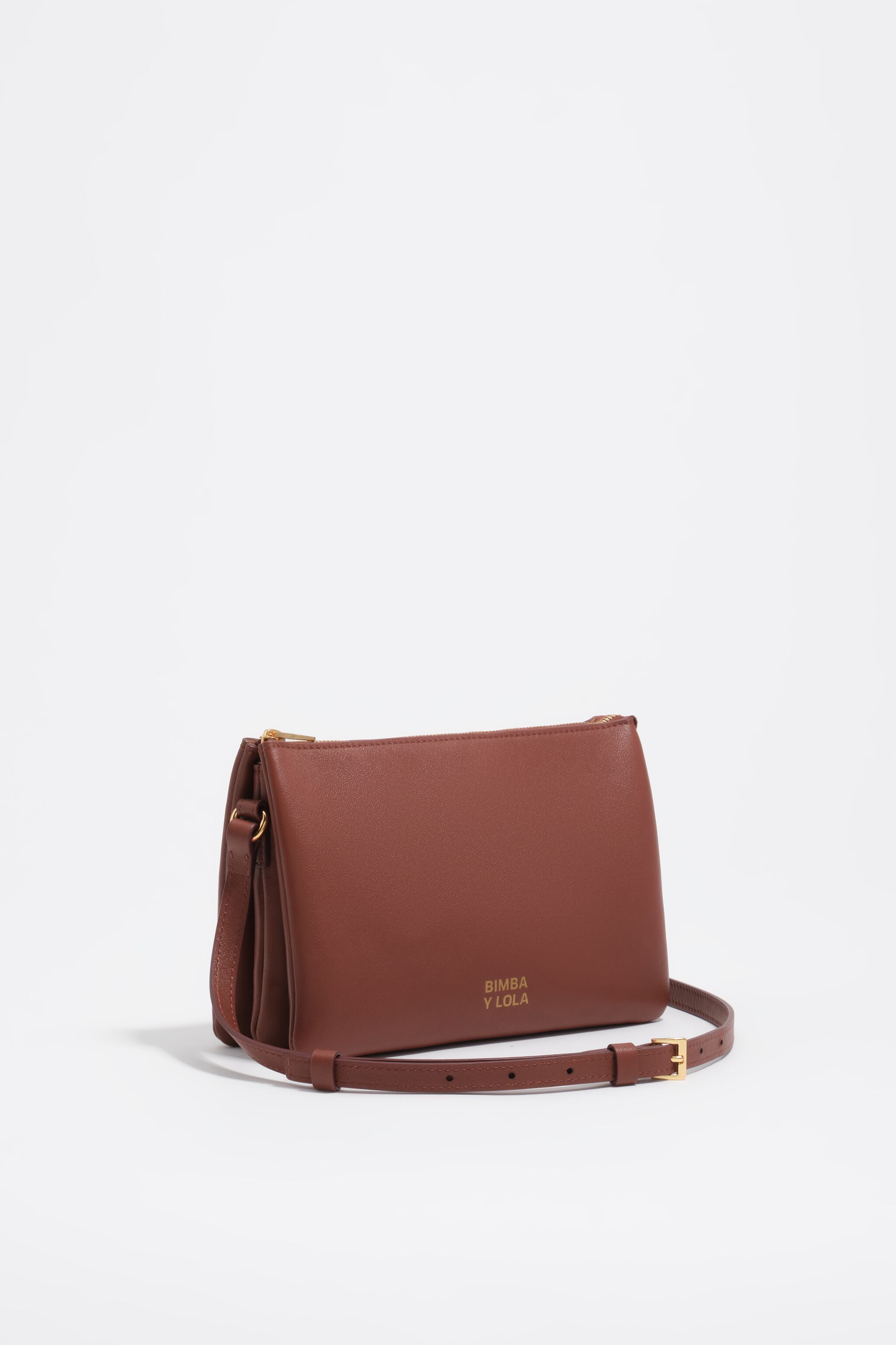 Dark cuoio mini leather triple clutch bag