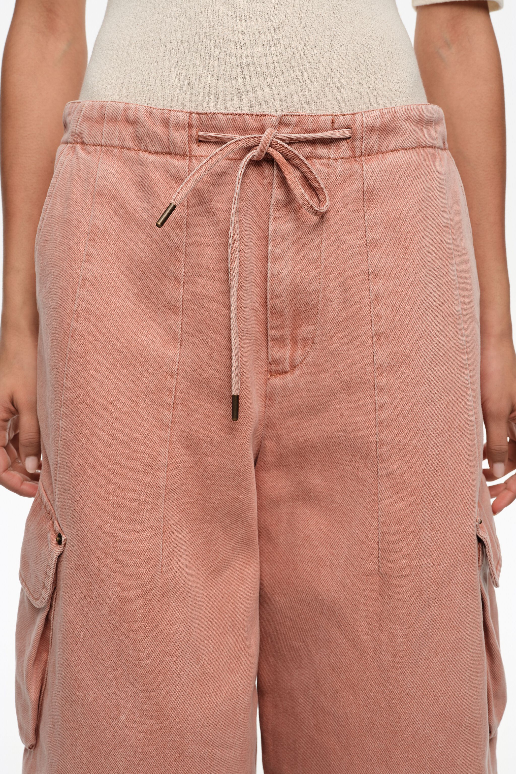 Peach denim cargo trousers