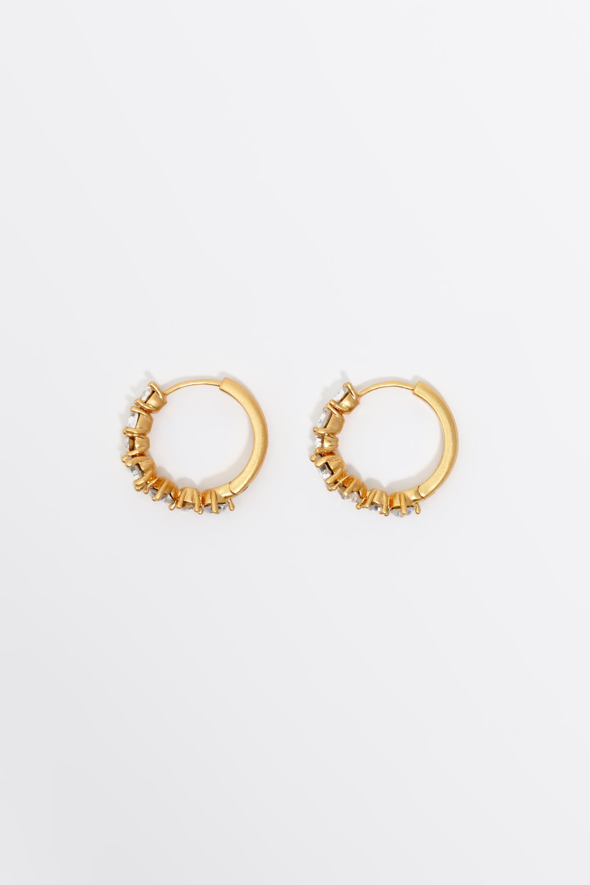 Crystals heart hoop earrings