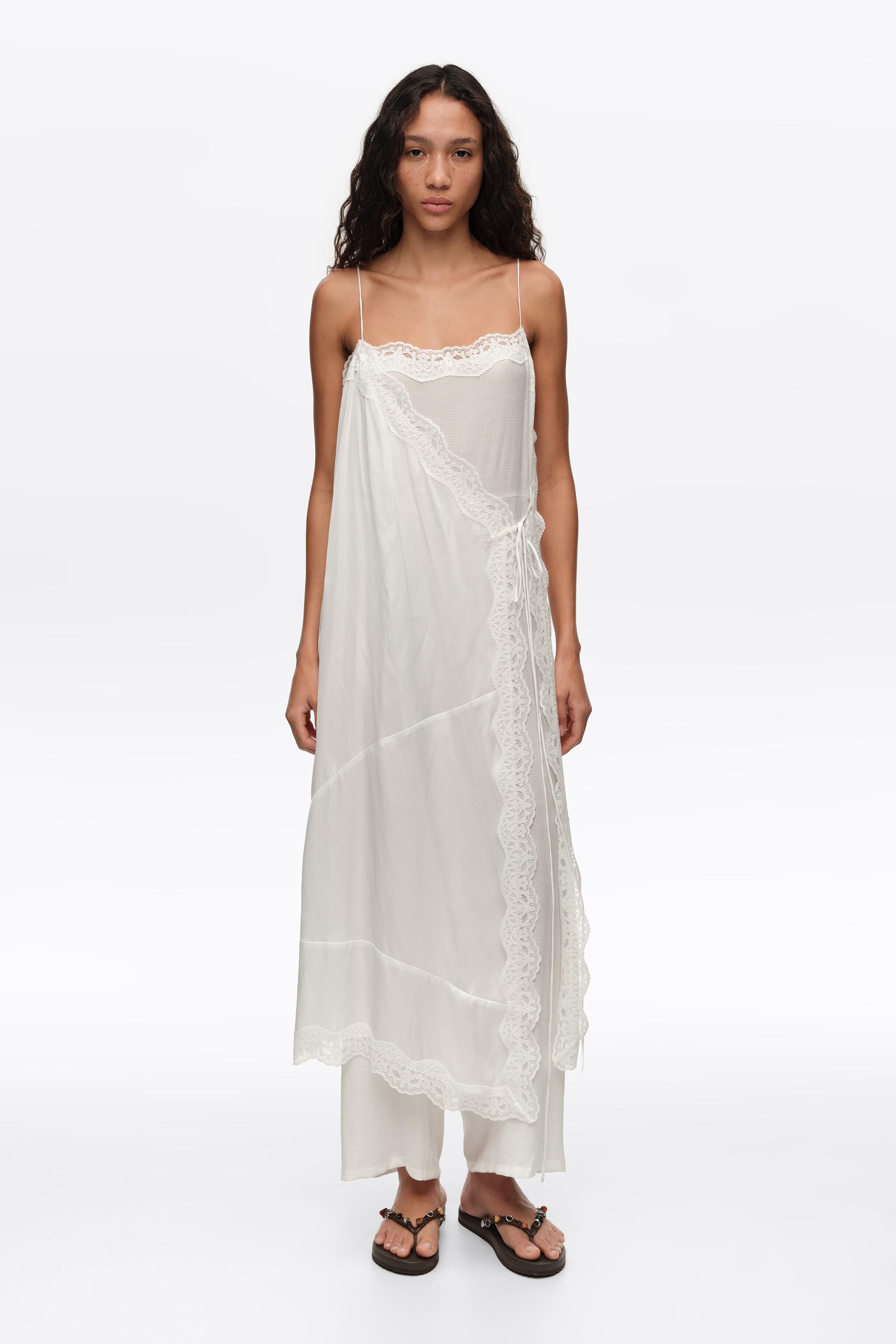 Off-white lace skirt-trouser hybrid