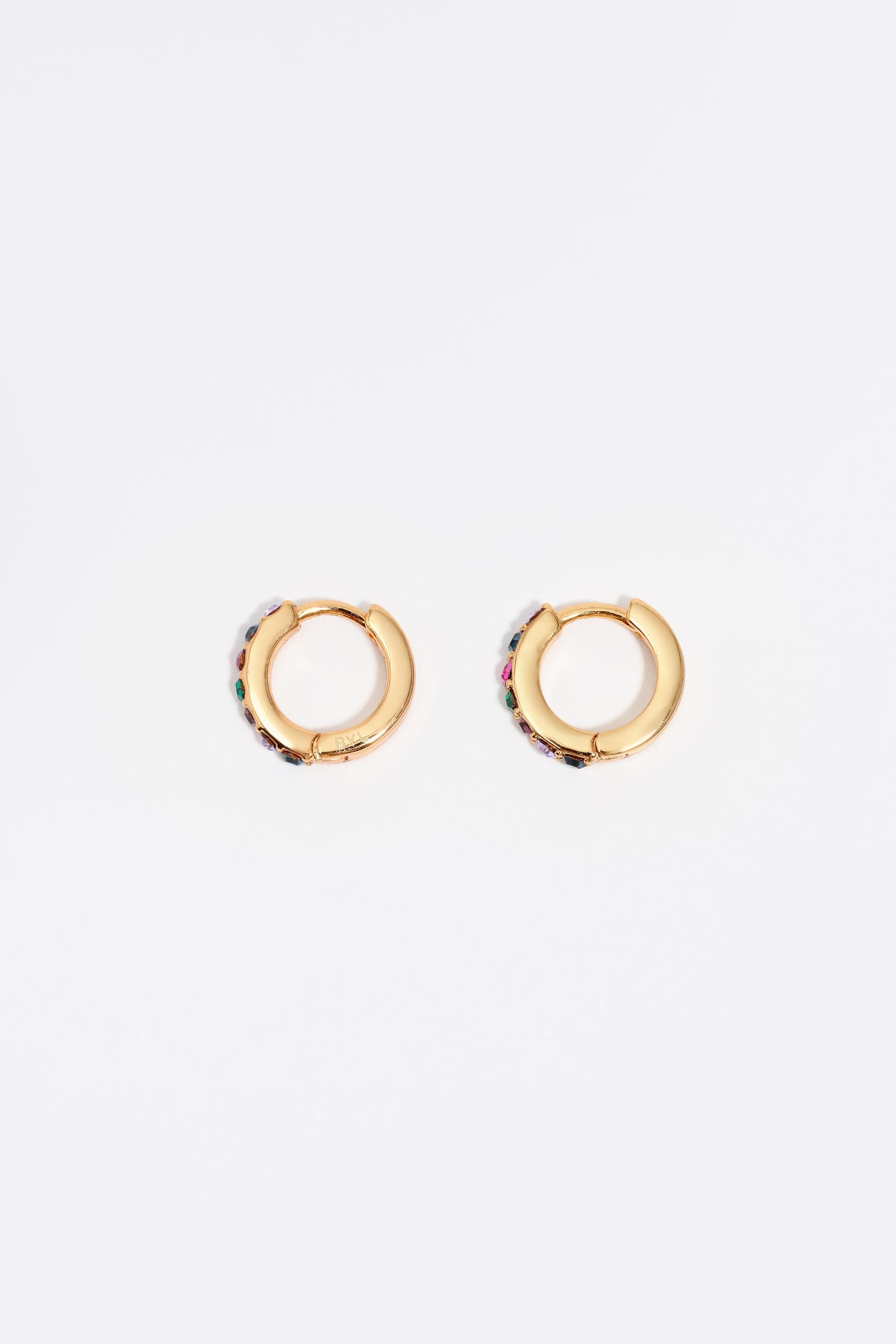 Gold mini hoop crystals earrings