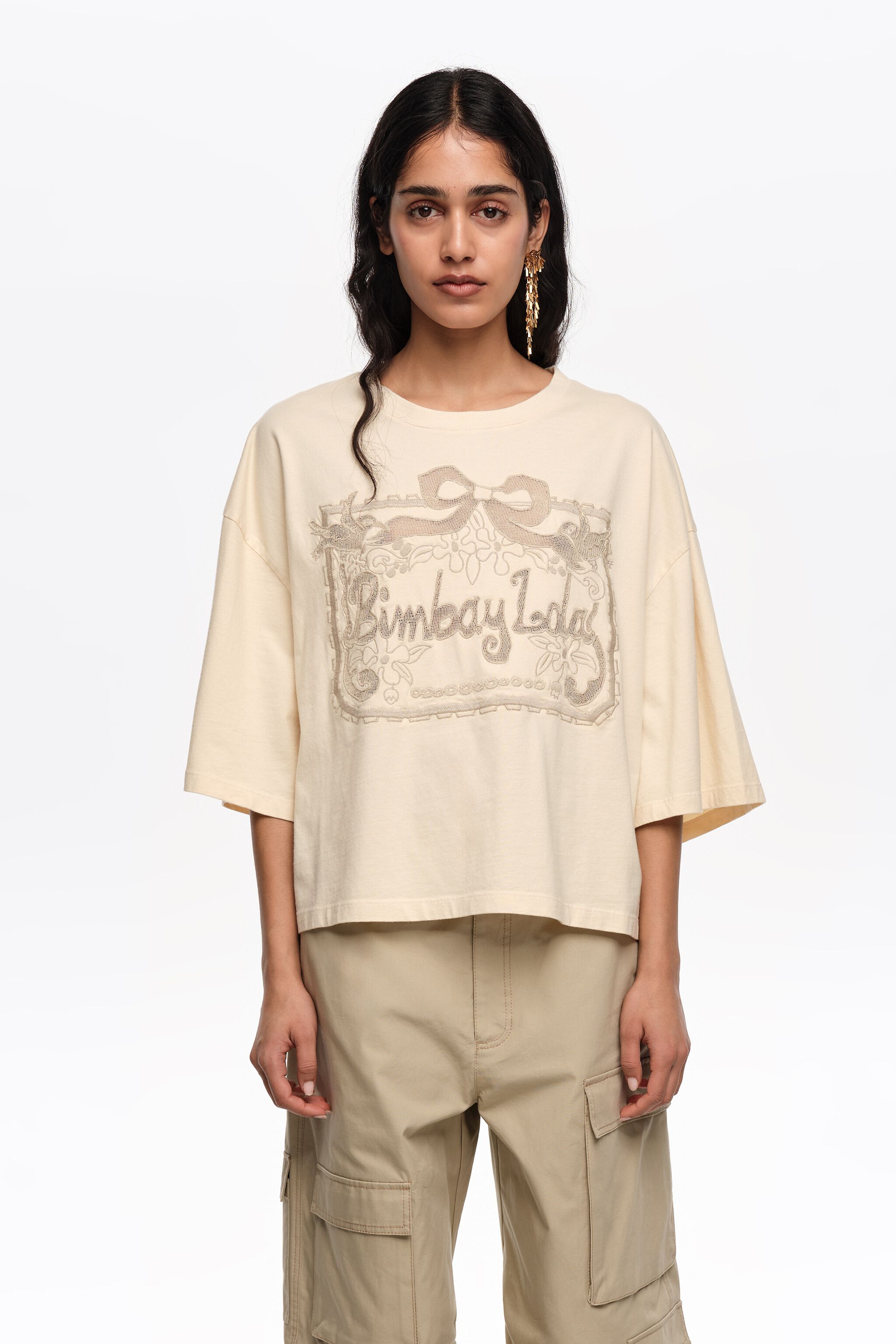Vanilla maxi broderie anglaise logo T-shirt