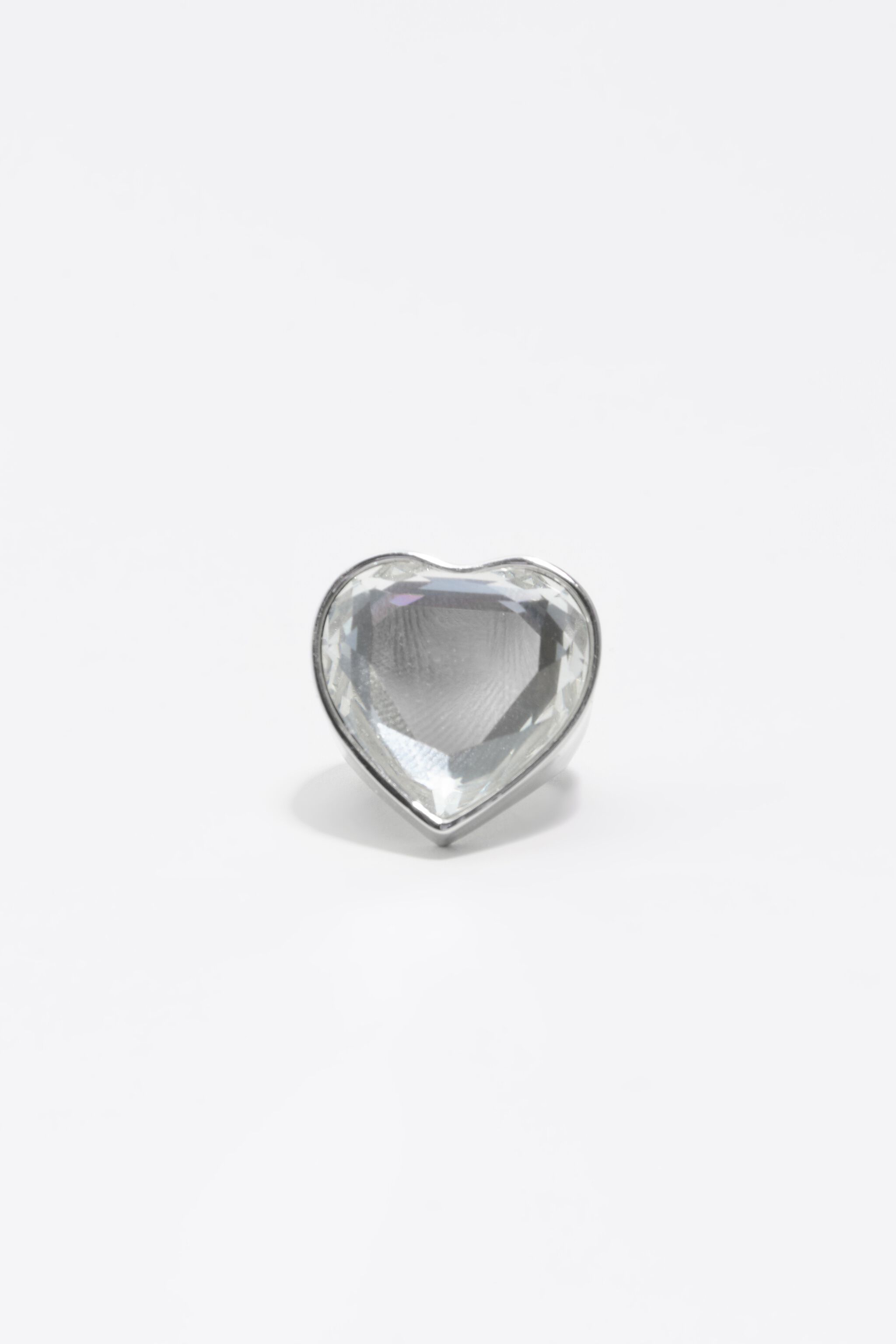 Silver crystal heart ring
