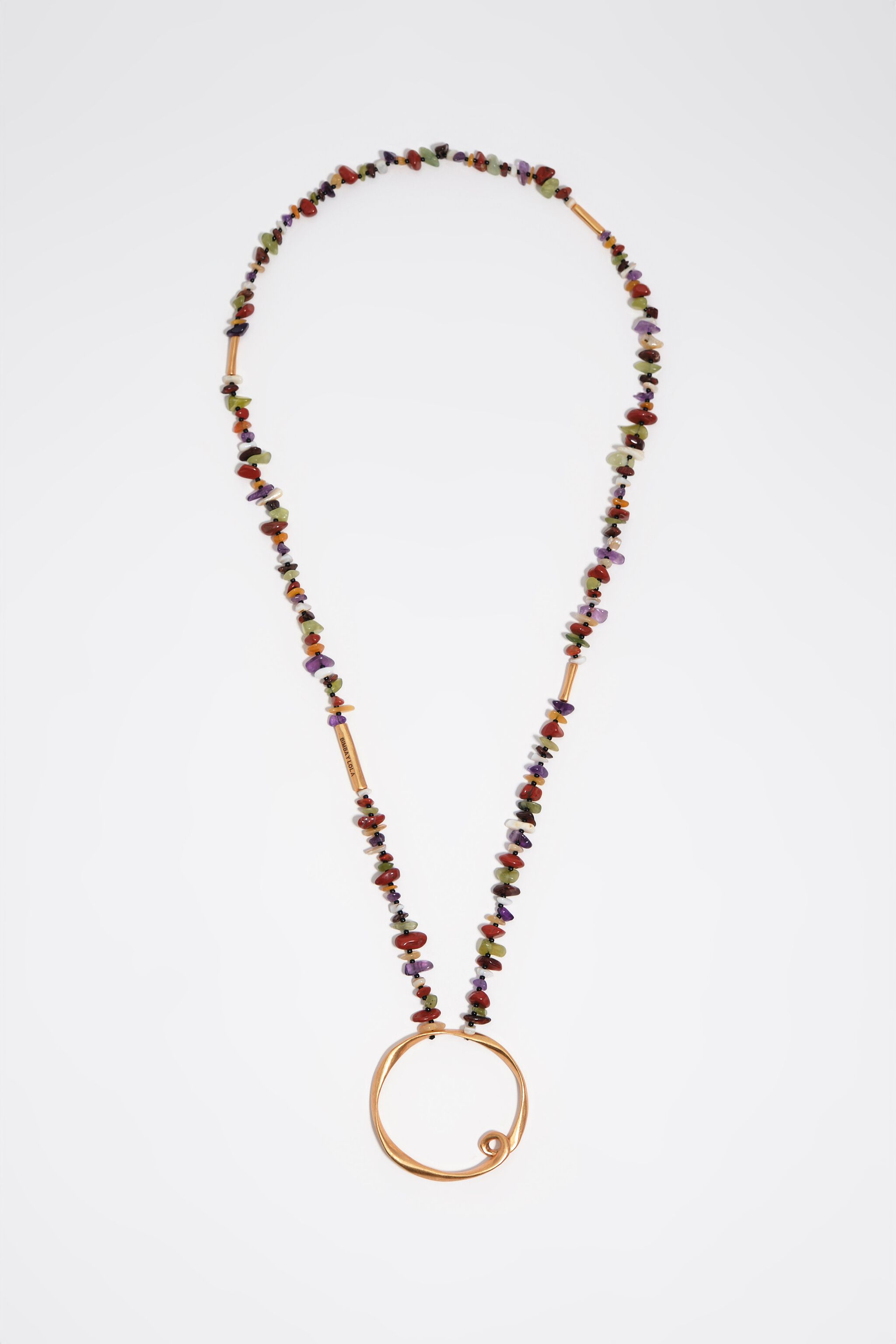Matte gold stones necklace