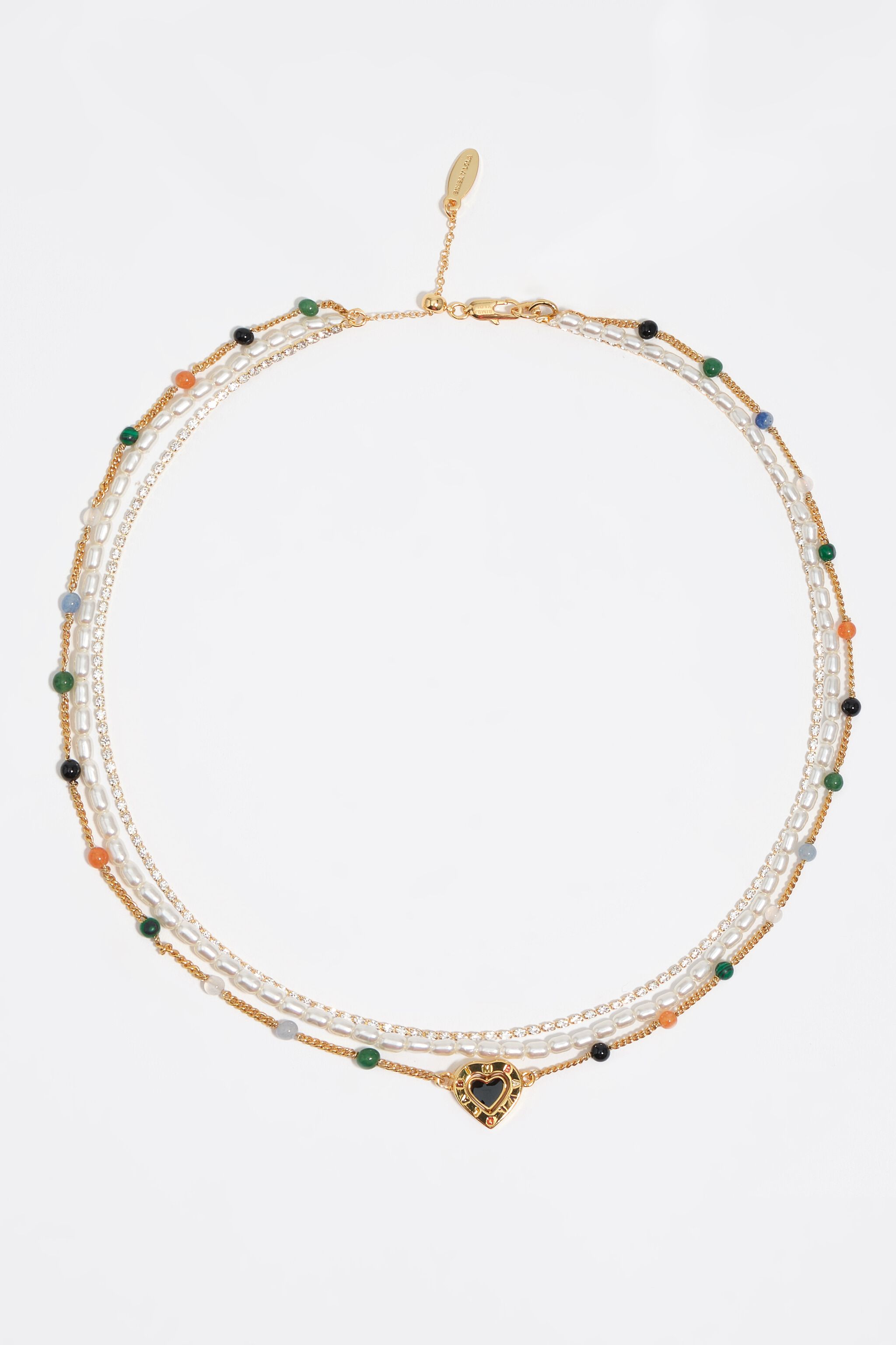 Triple stone necklace with heart logo