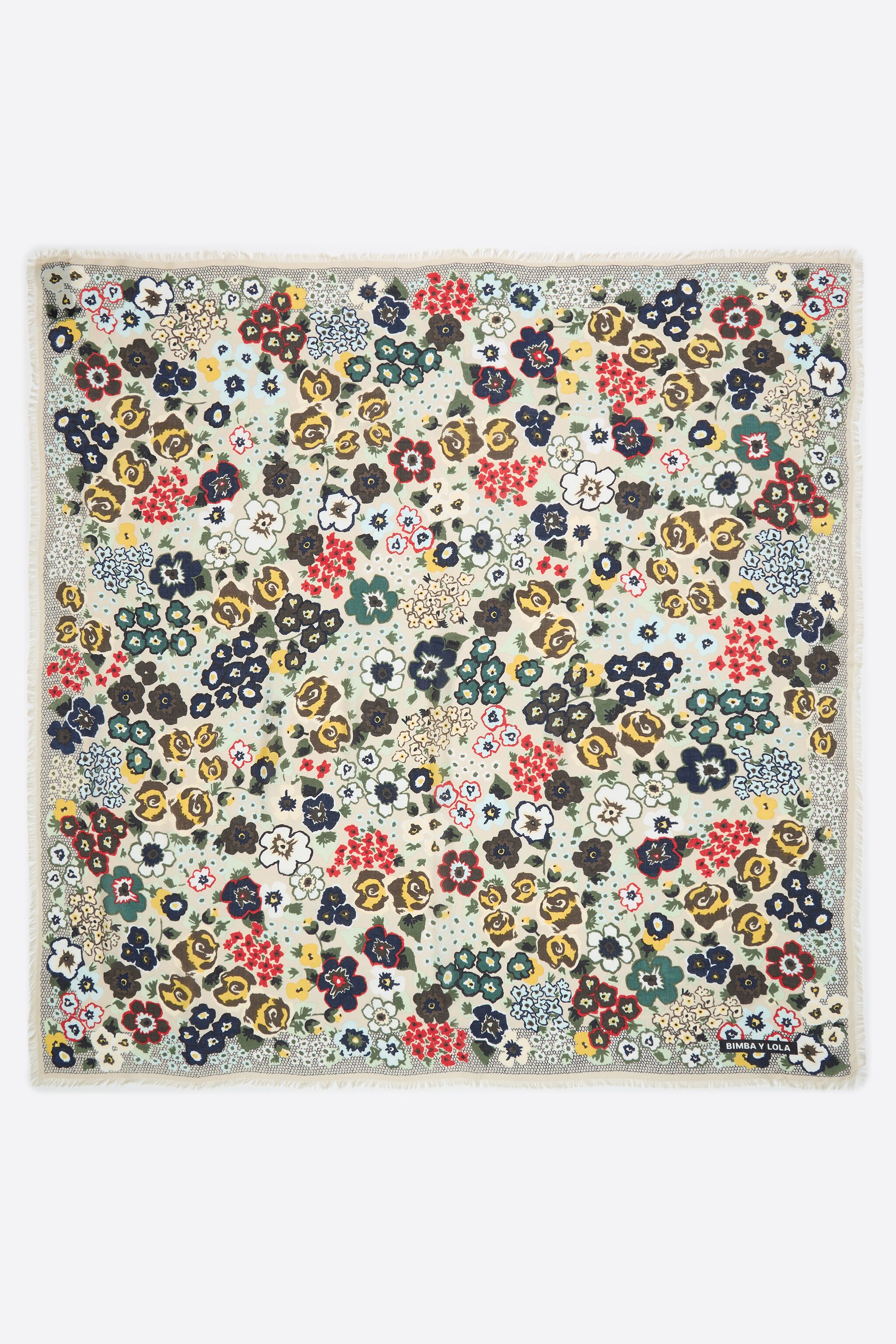 Beige floral garden shawl