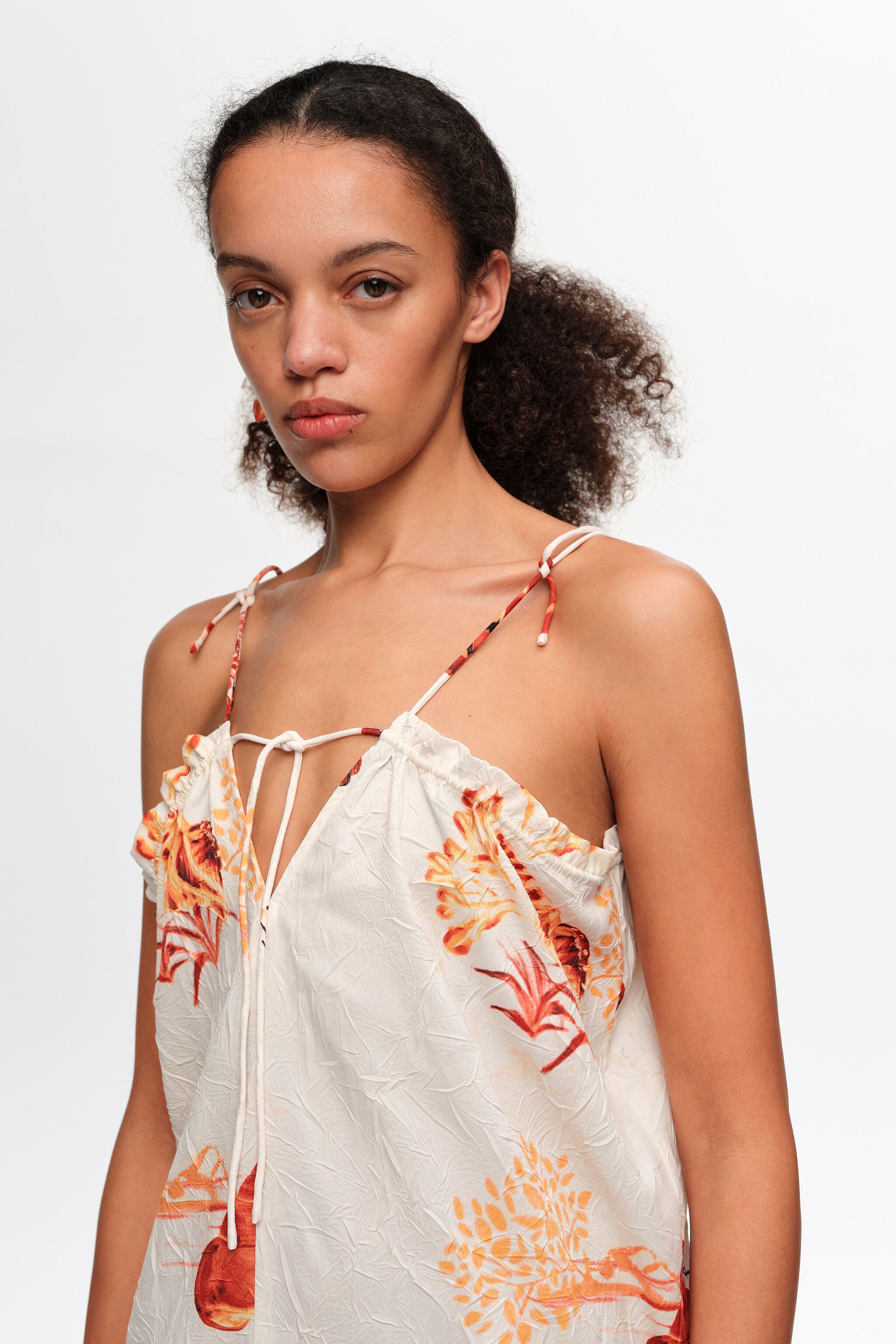 Orange turtle midi dress with adjustable straps