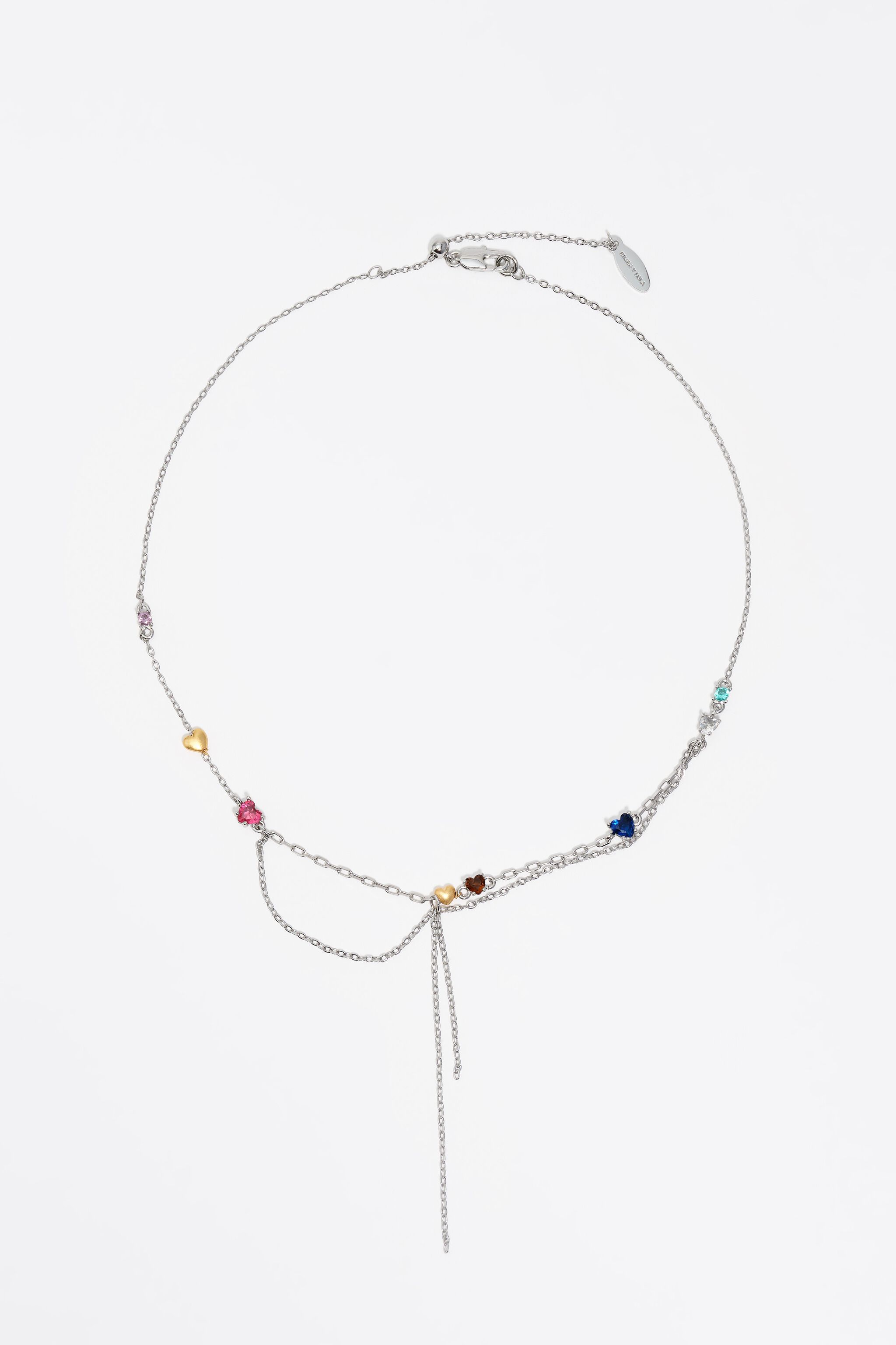 Silver chains and crystals necklace