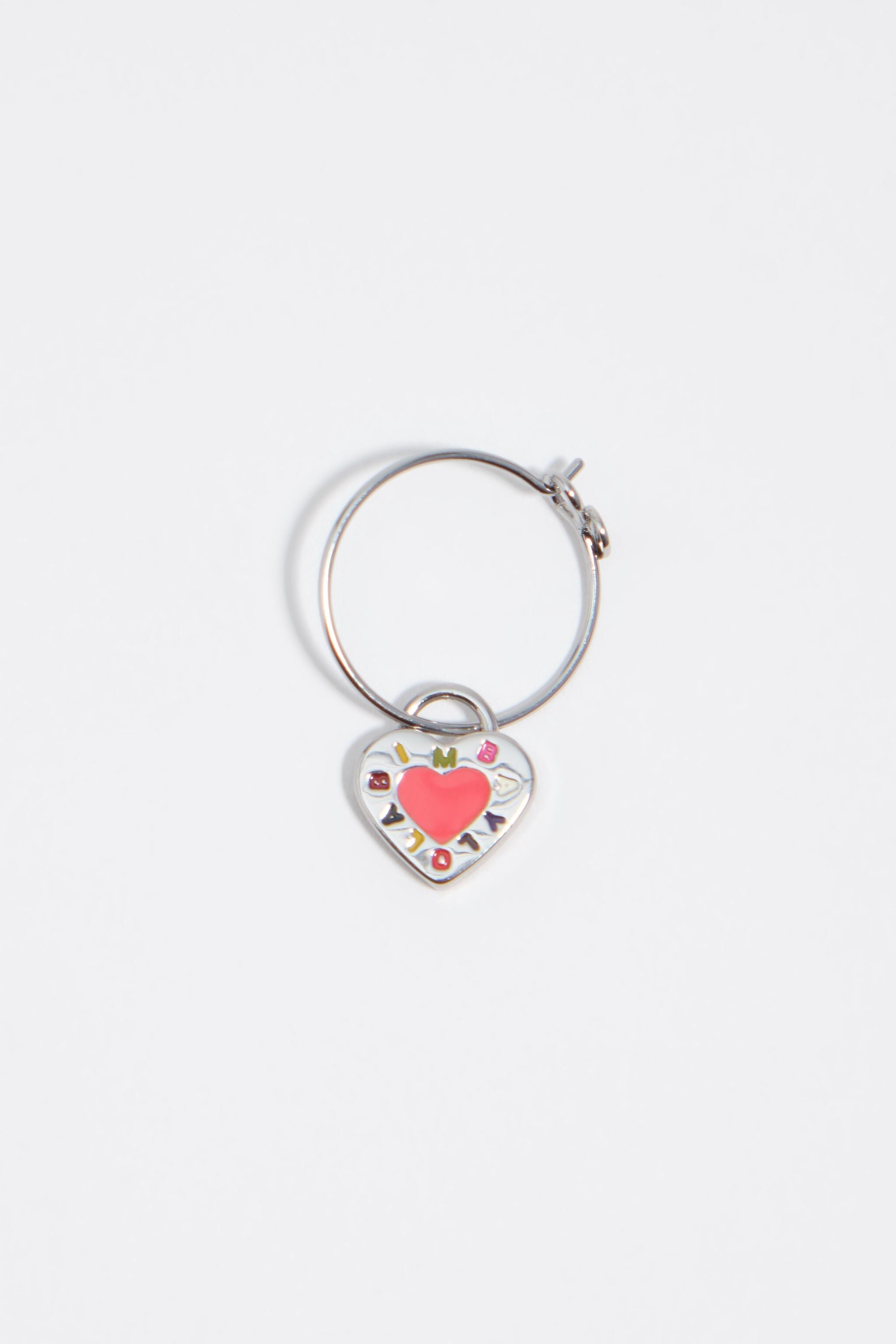 Coral heart logo hoop earrings