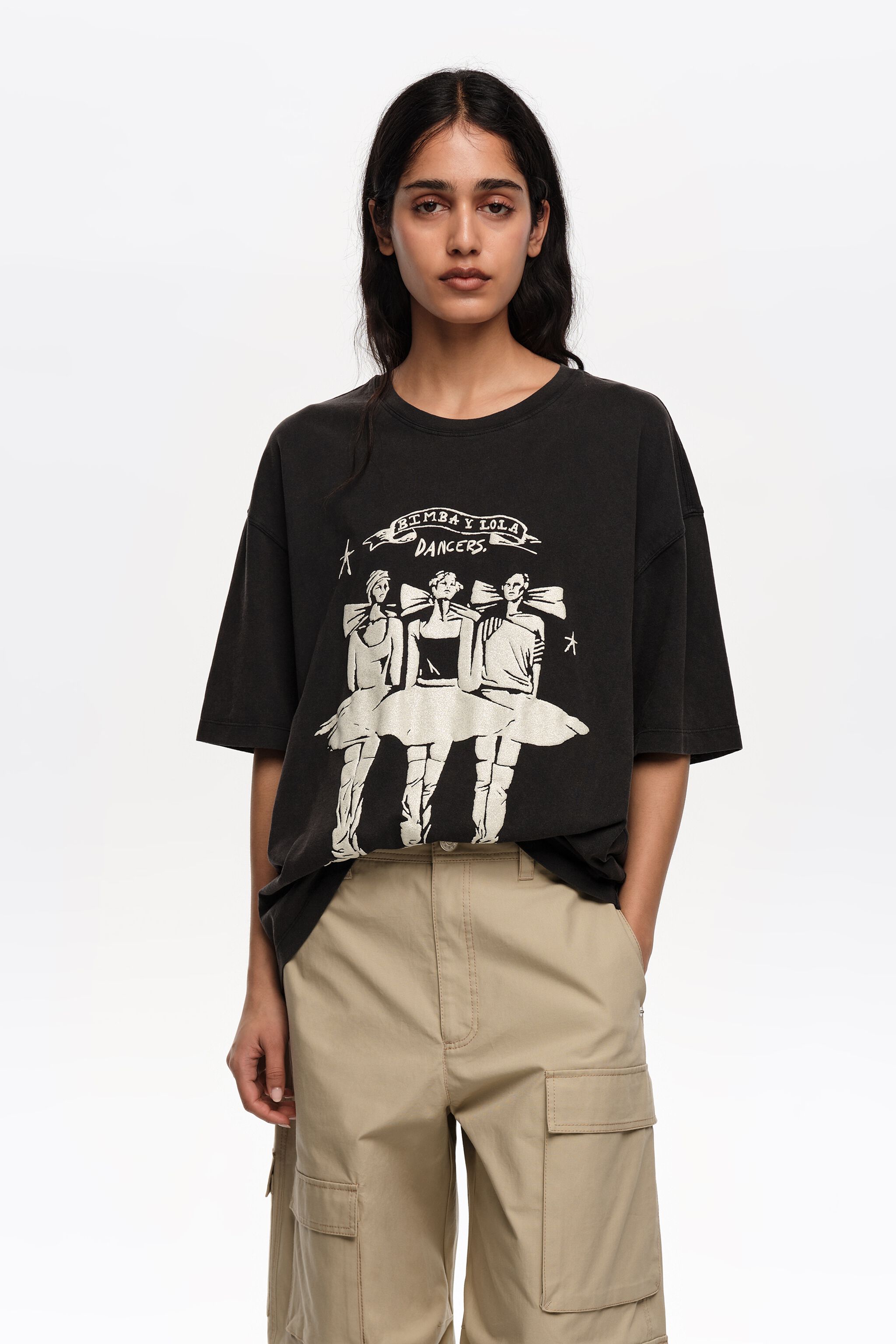 Washed black Dancers logo T-shirt