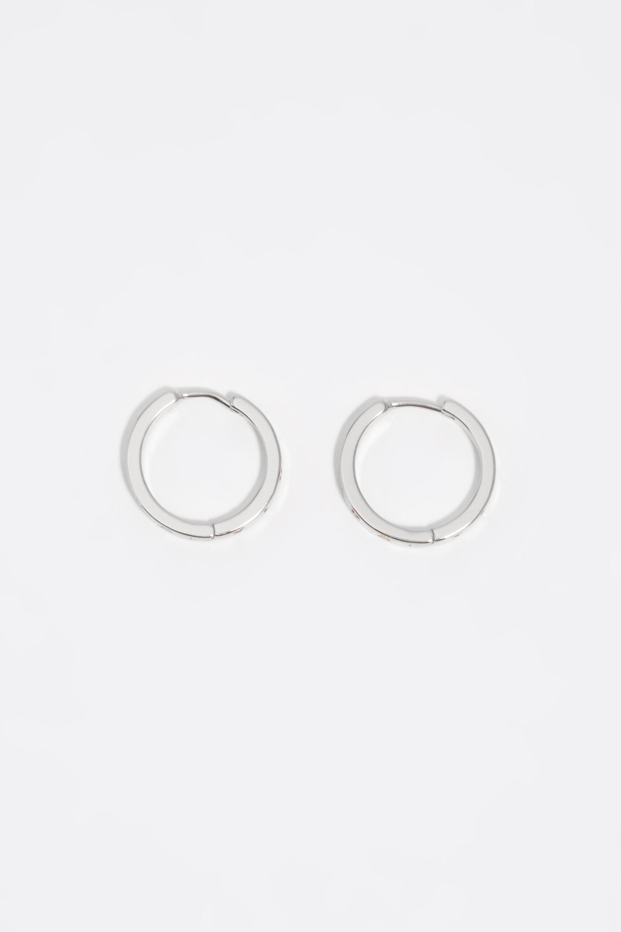 Silver and multicolor logo hoop earrings