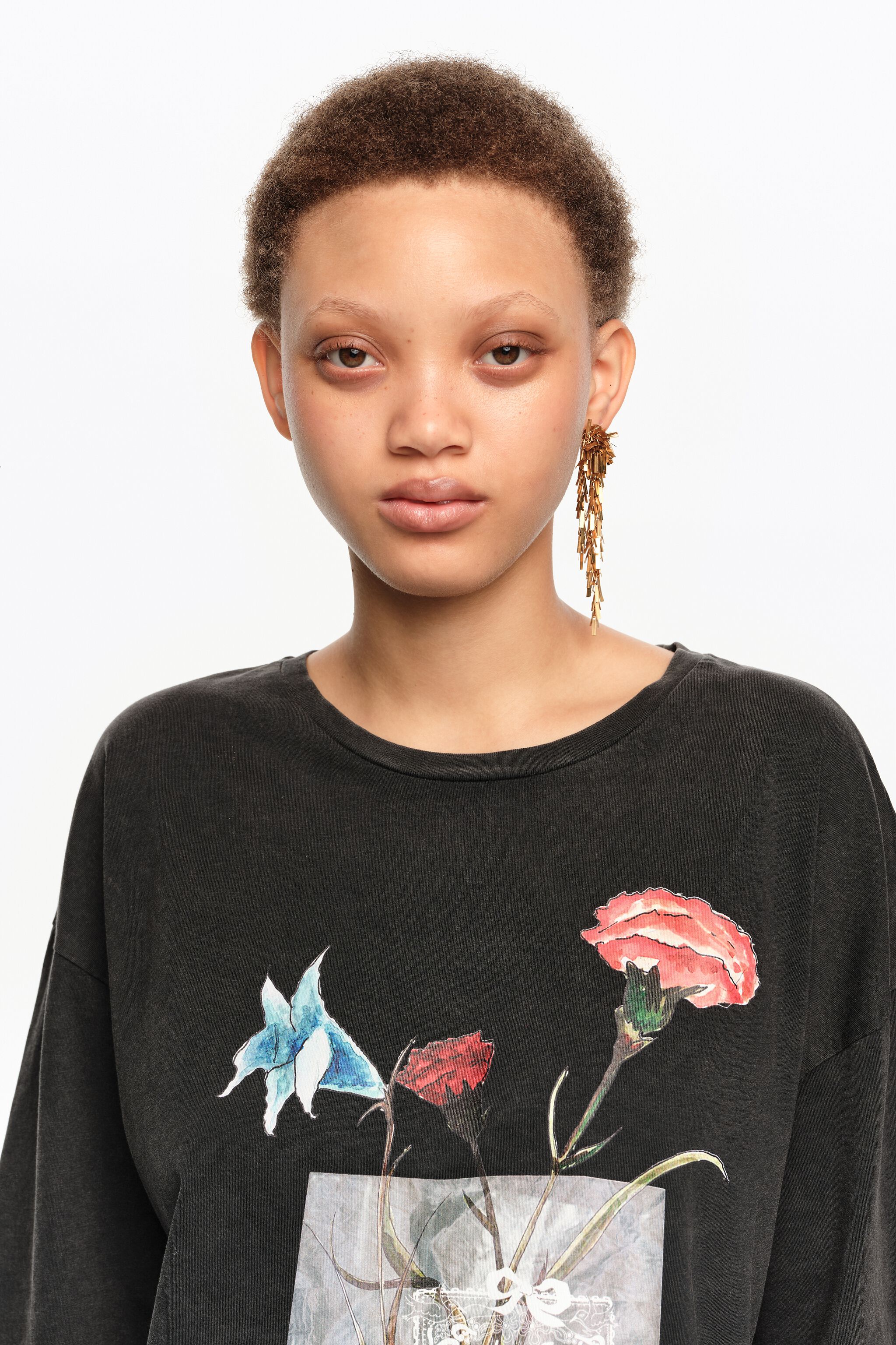 Faded black floral logo T-shirt