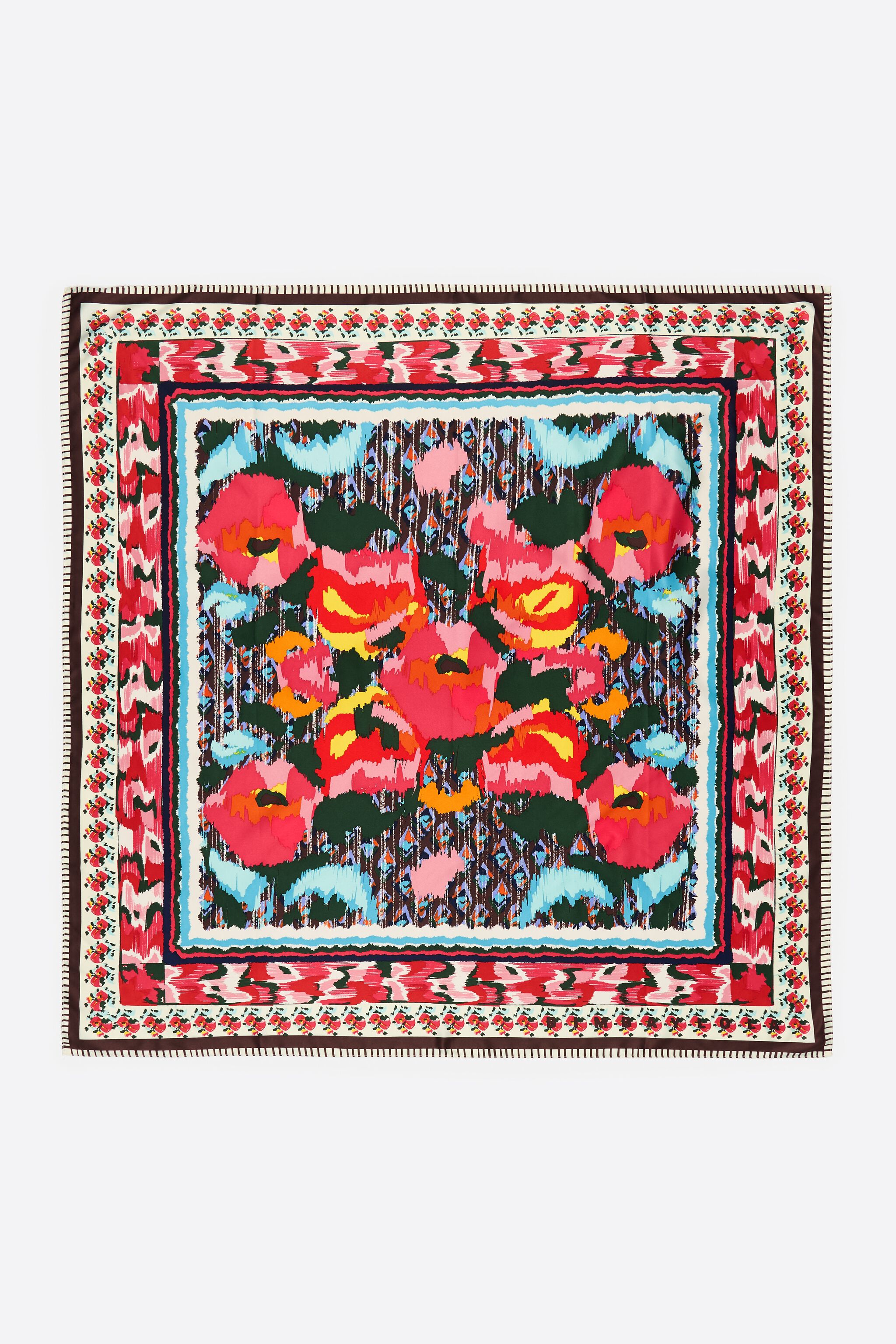 Fuchsia Ikat floral scarf