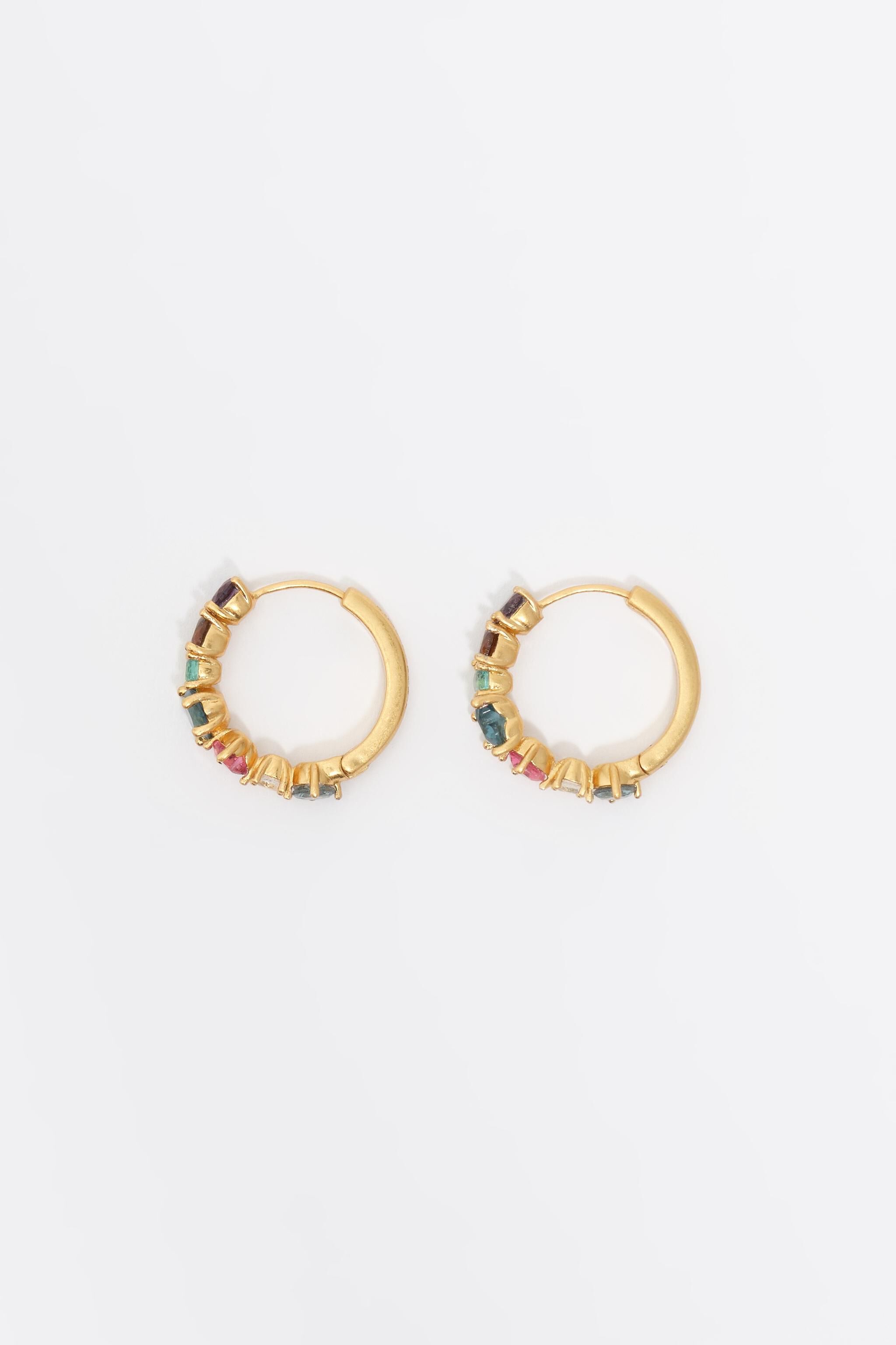 Gold crystals heart hoop earrings