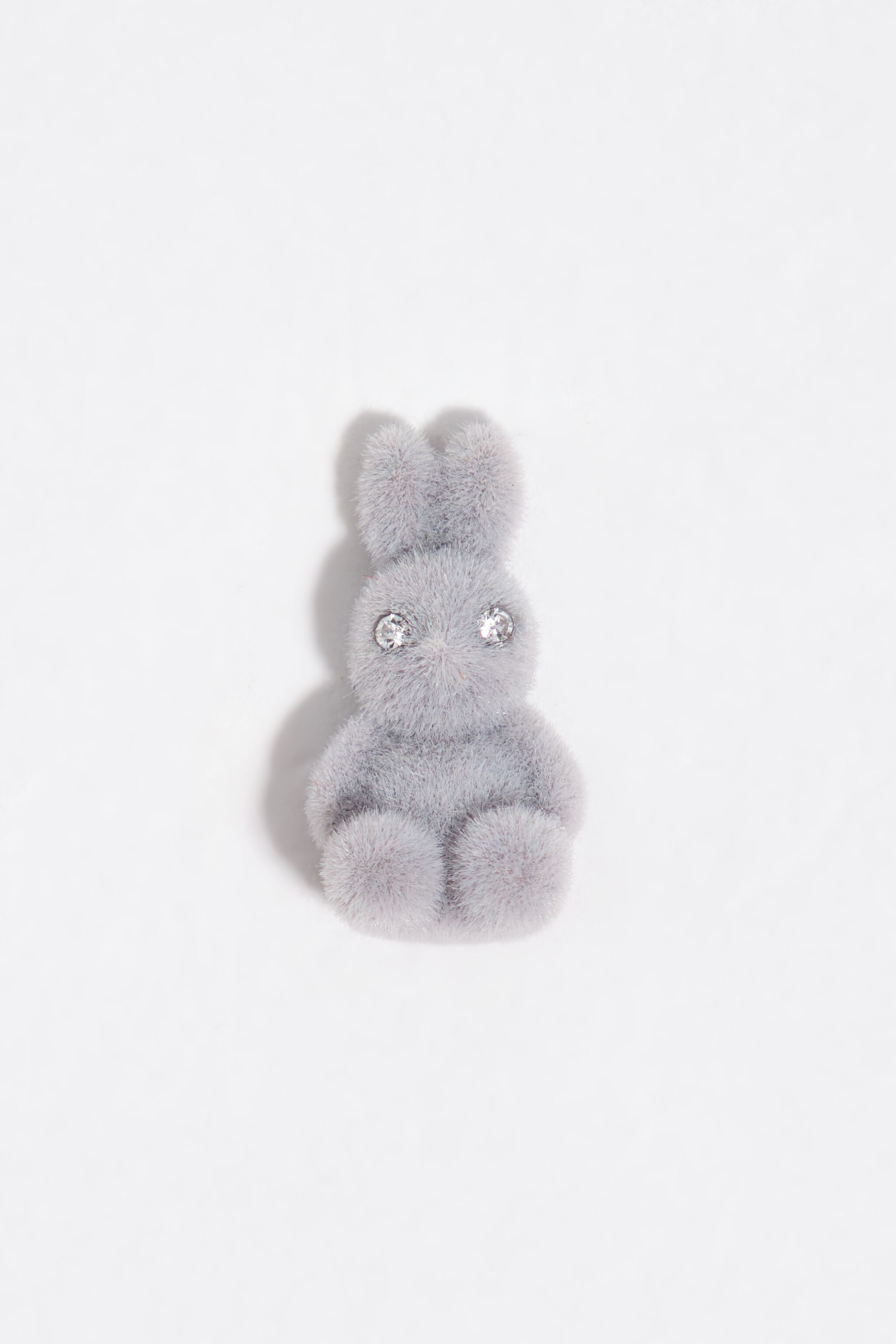 Gray flocked rabbit earrings