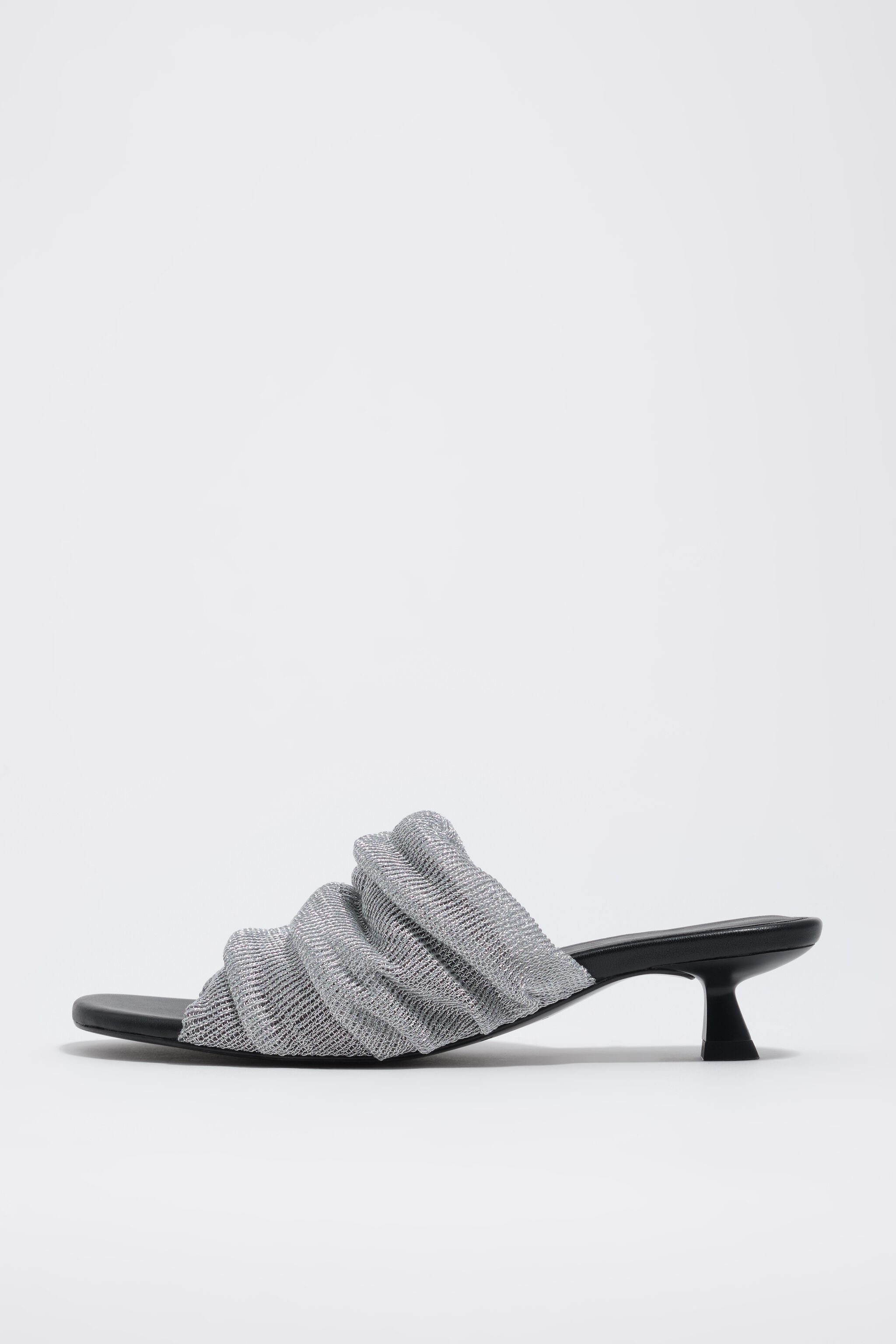 Silver mesh low-heel sandal