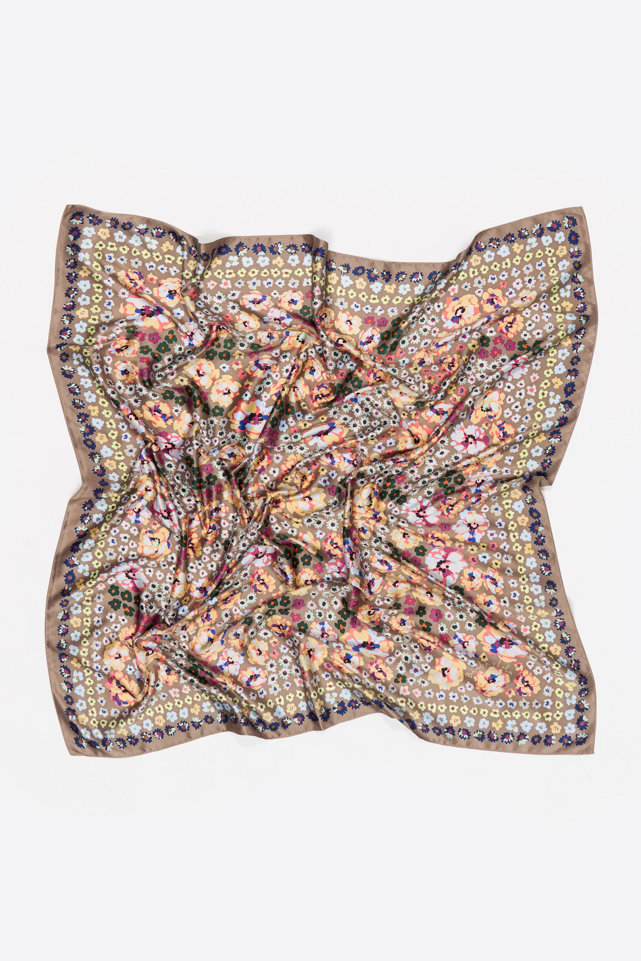 Taupe watercolor floral scarf