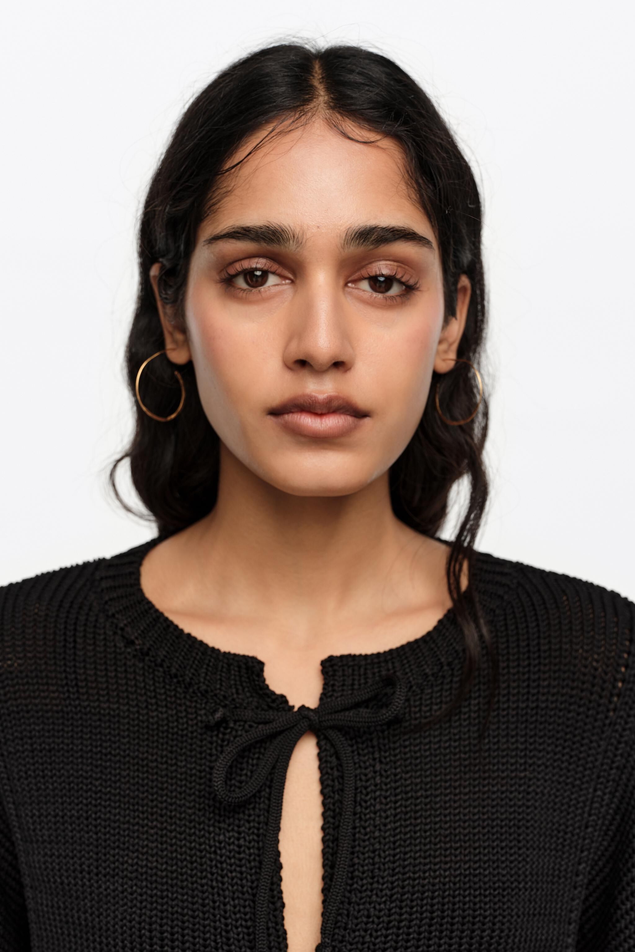 Black ruched tie cardigan
