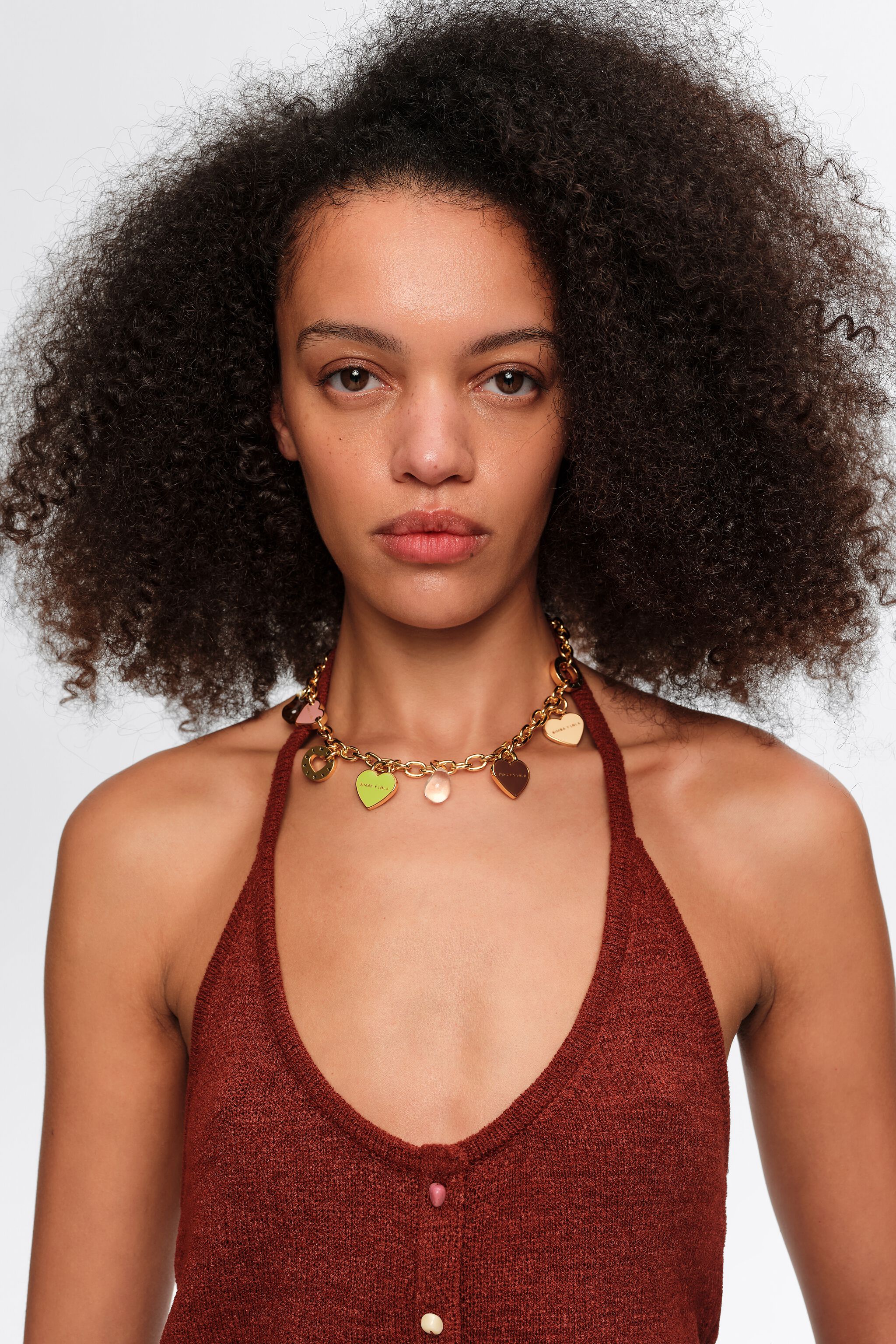 Heart logos gold chain necklace