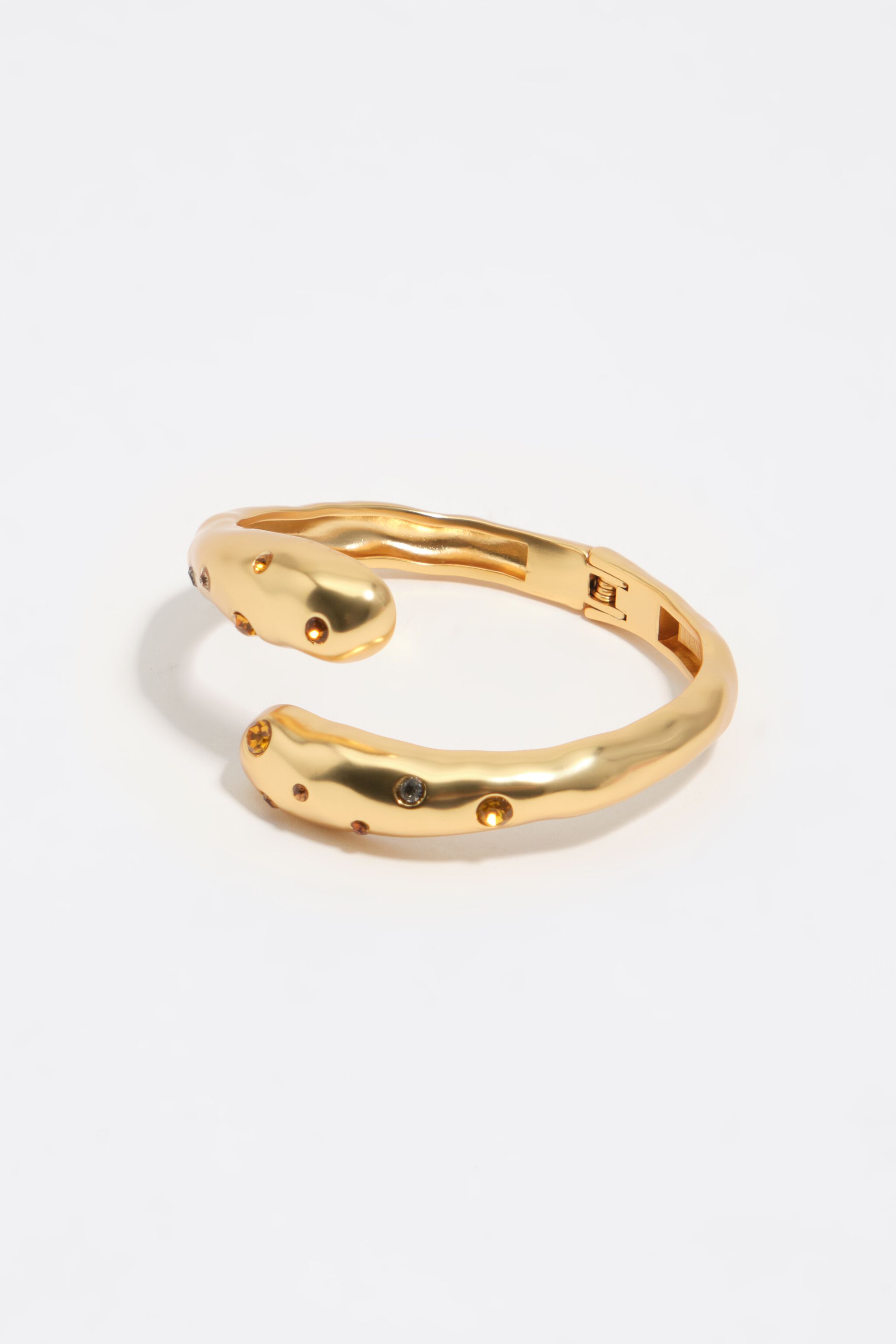 Matte gold textured criss-cross and crystals bracelet