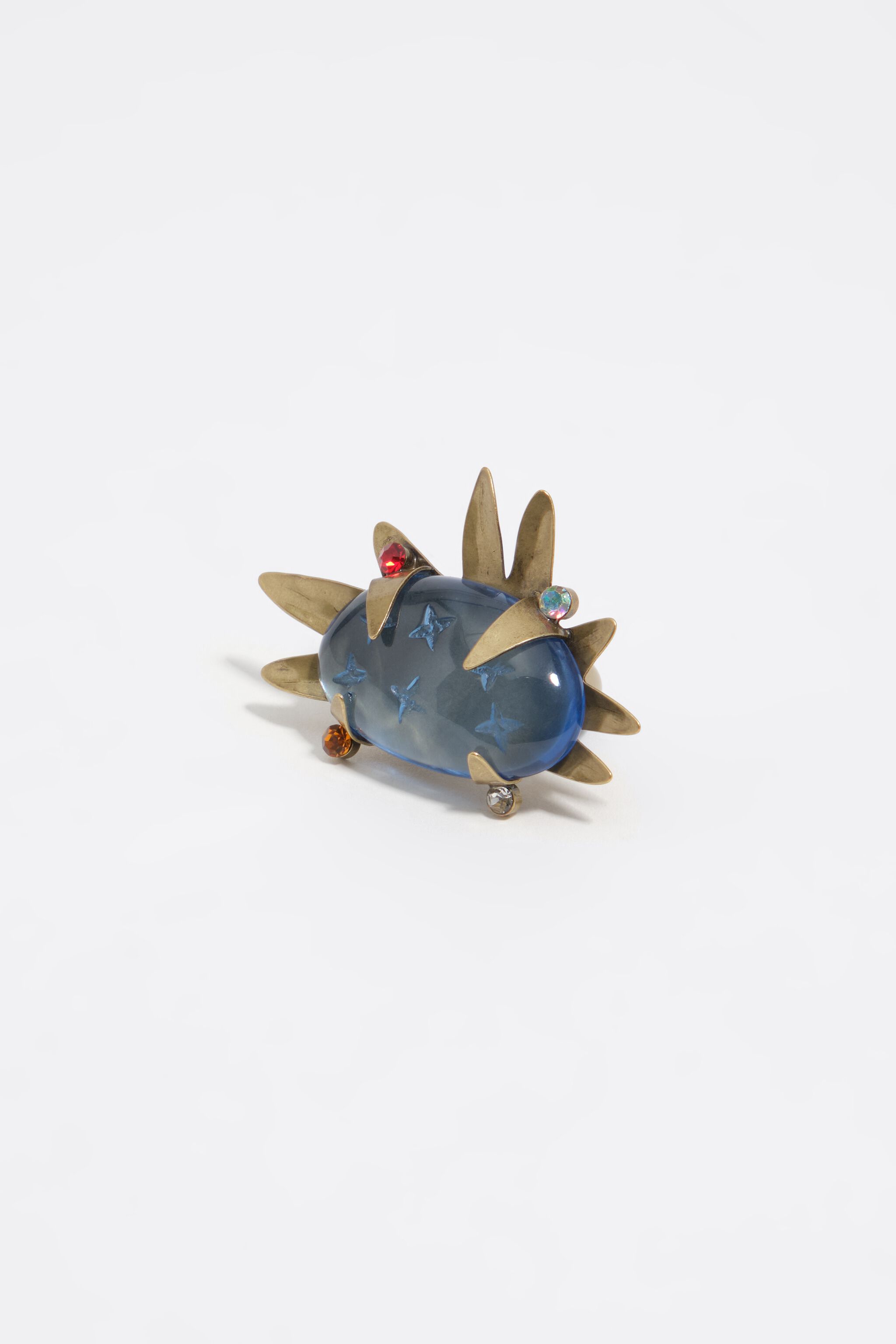 Aged gold blue stone ring