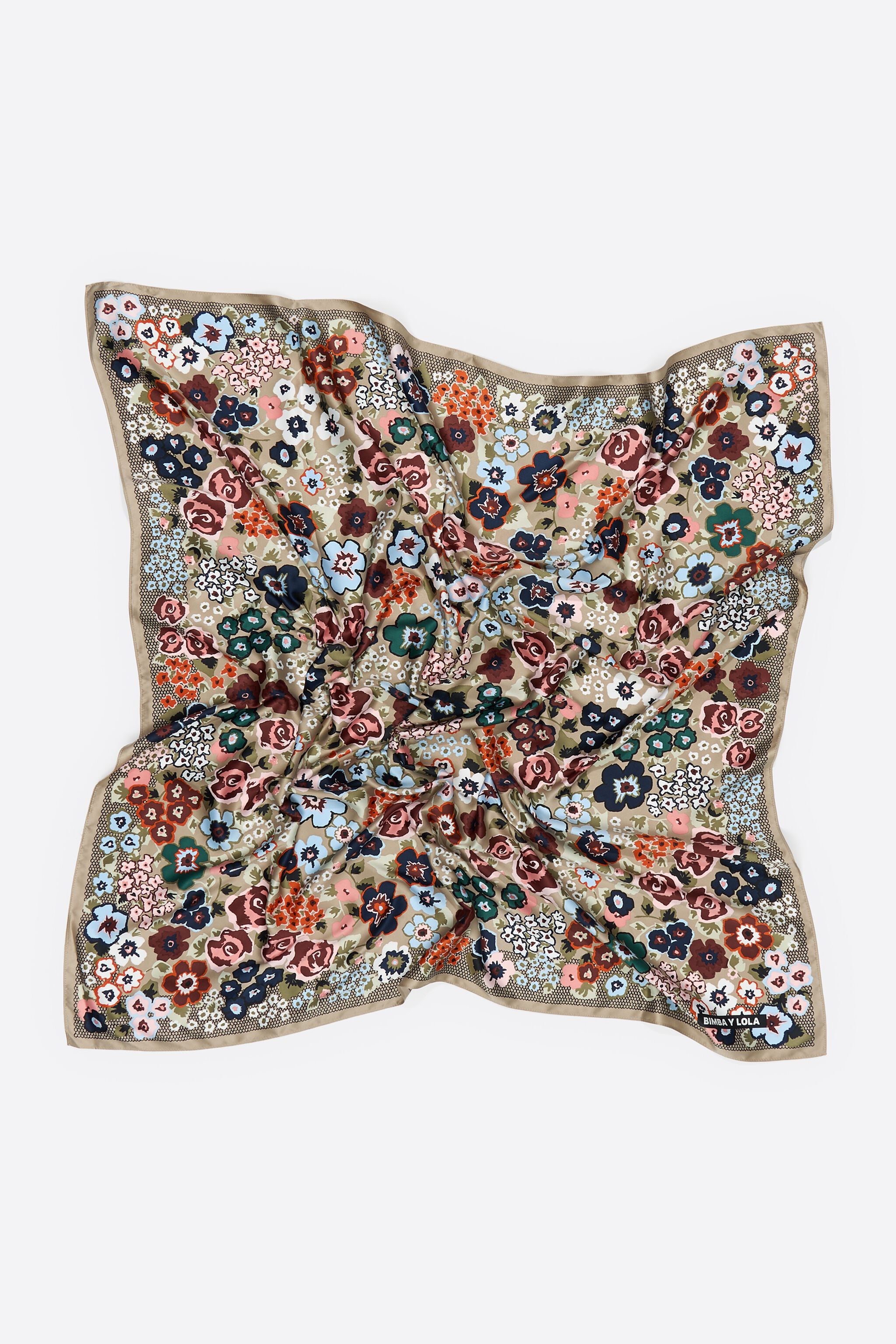 Taupe flower garden scarf