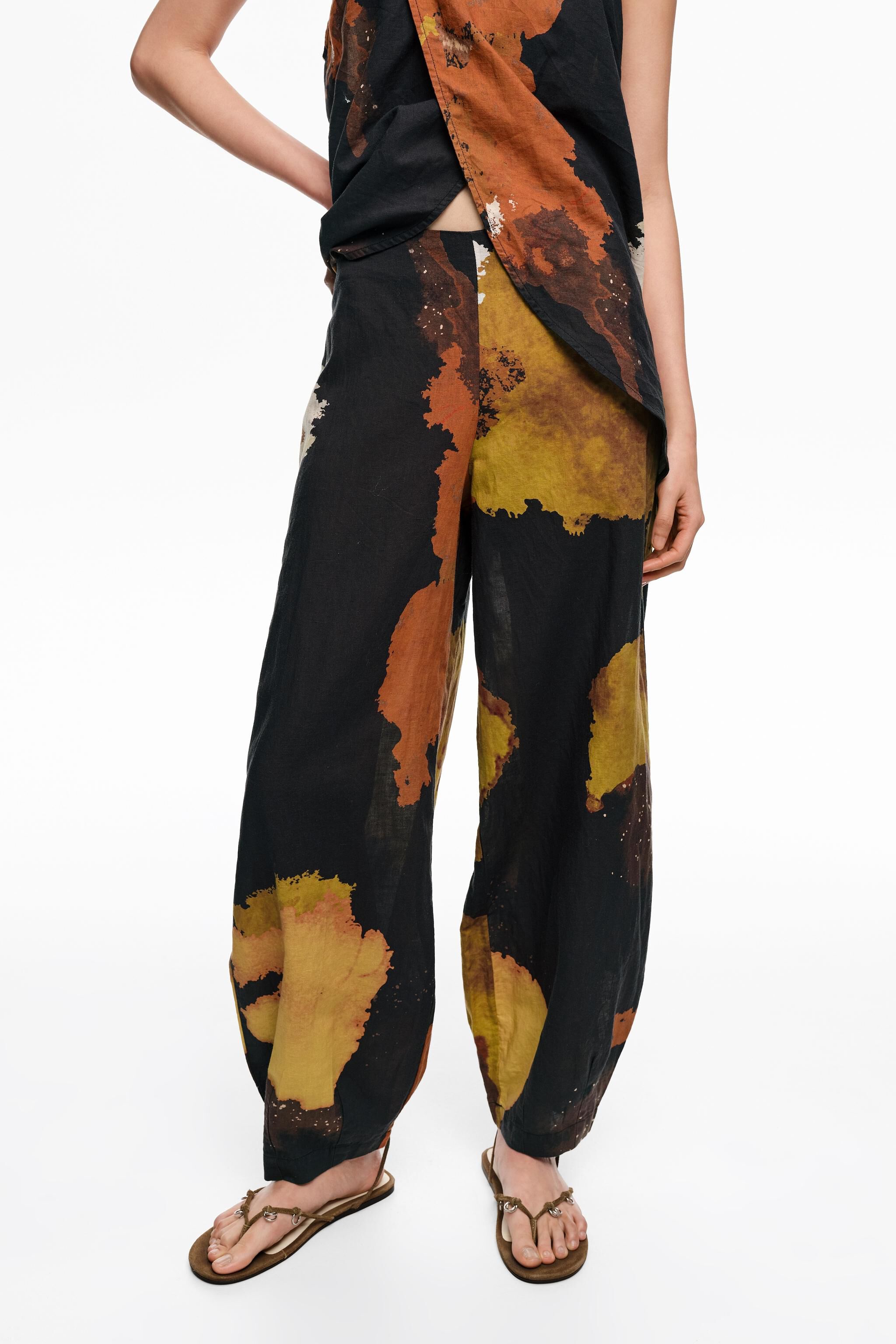 Blot black linen baggy trousers