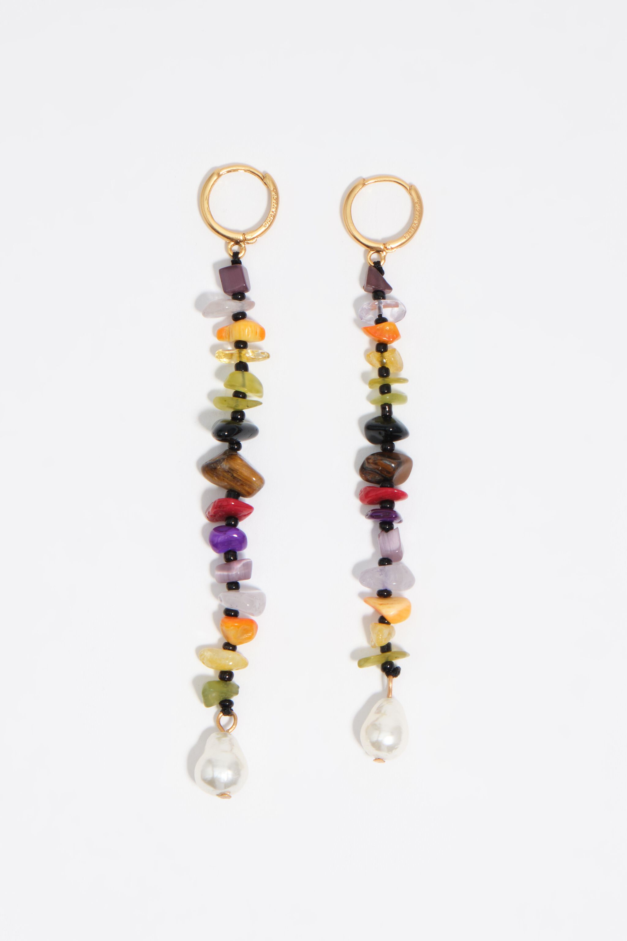 Multicolor stones hoop earrings