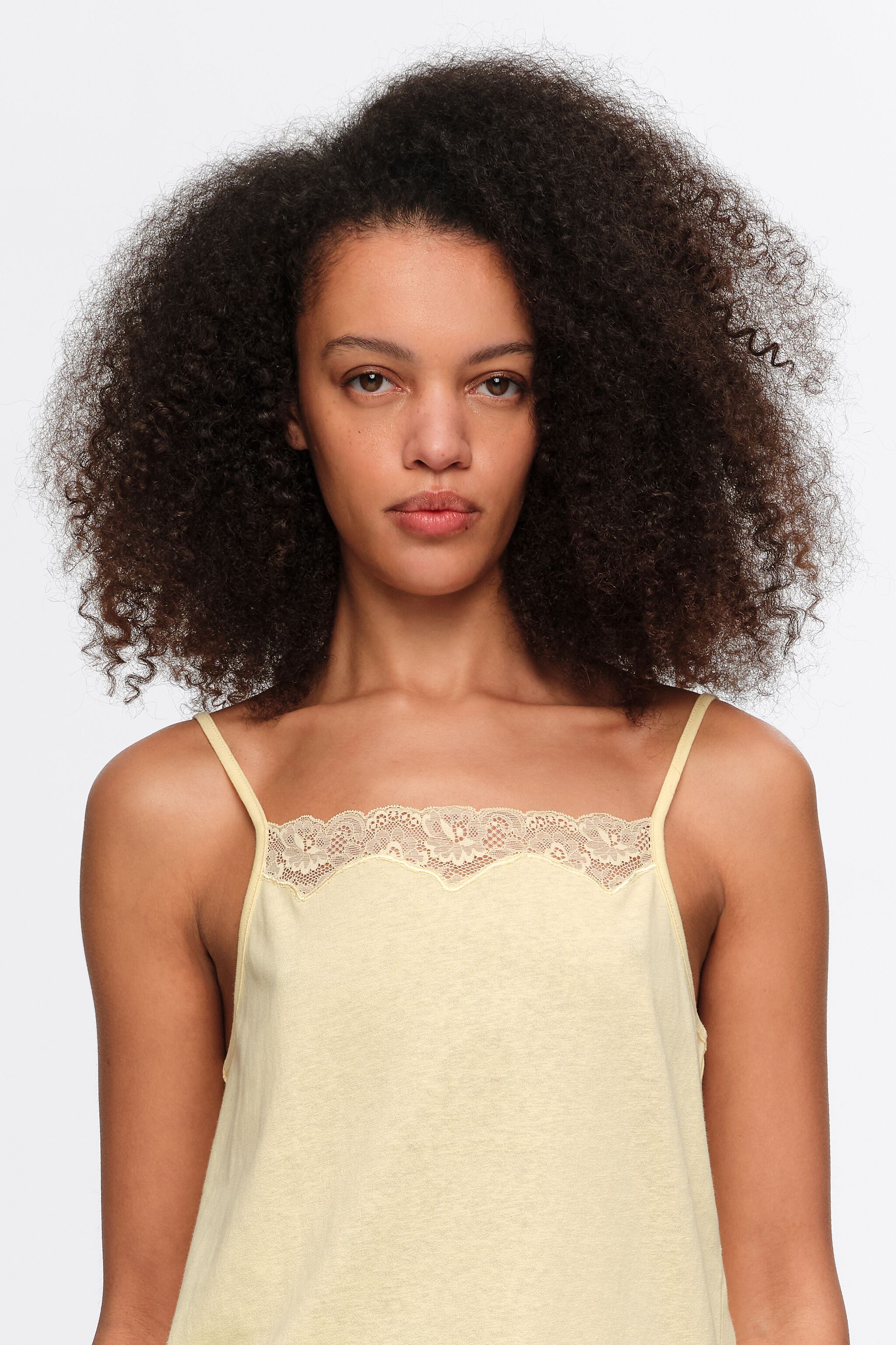 Light yellow lace strappy top
