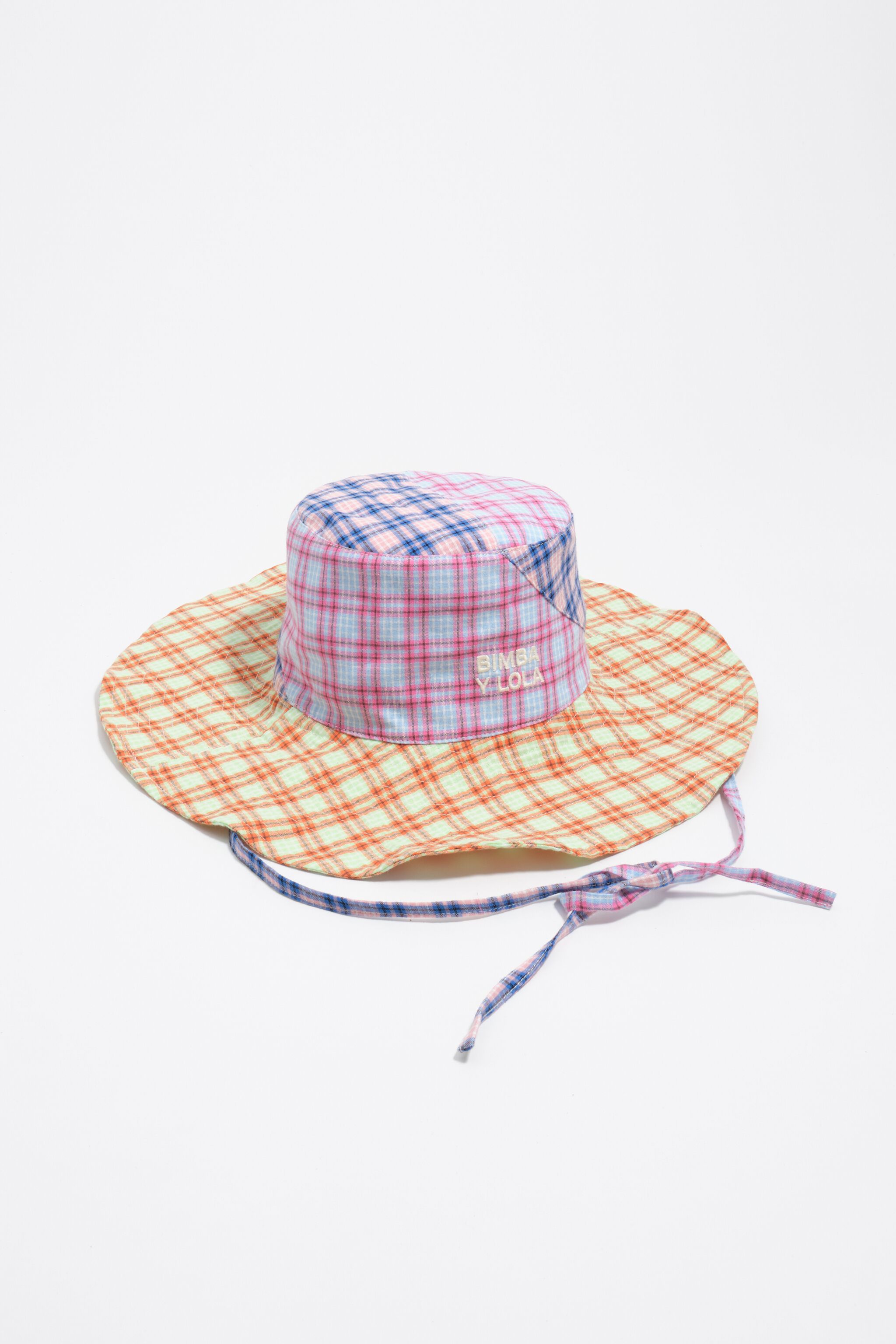 Checked cotton hat
