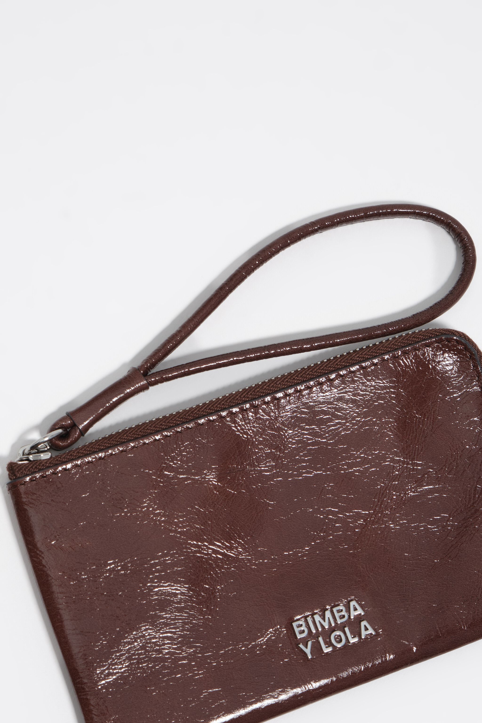 Stone small purse shiny leather