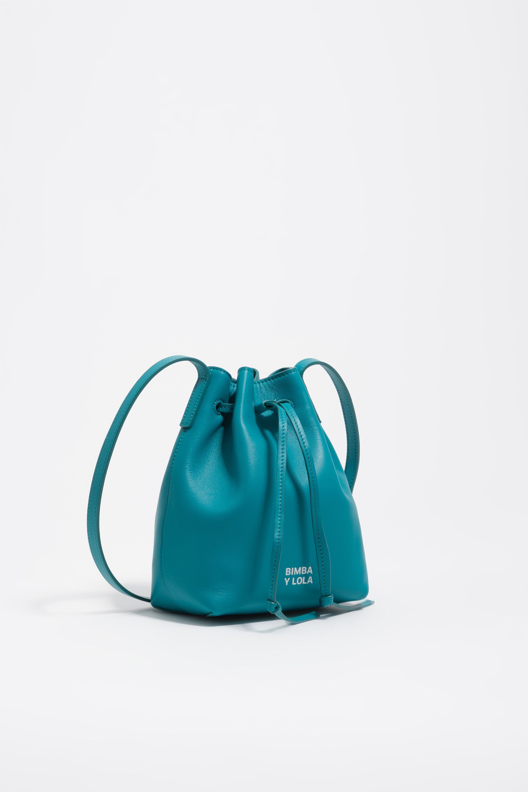 Tropical green small leather bucket bag