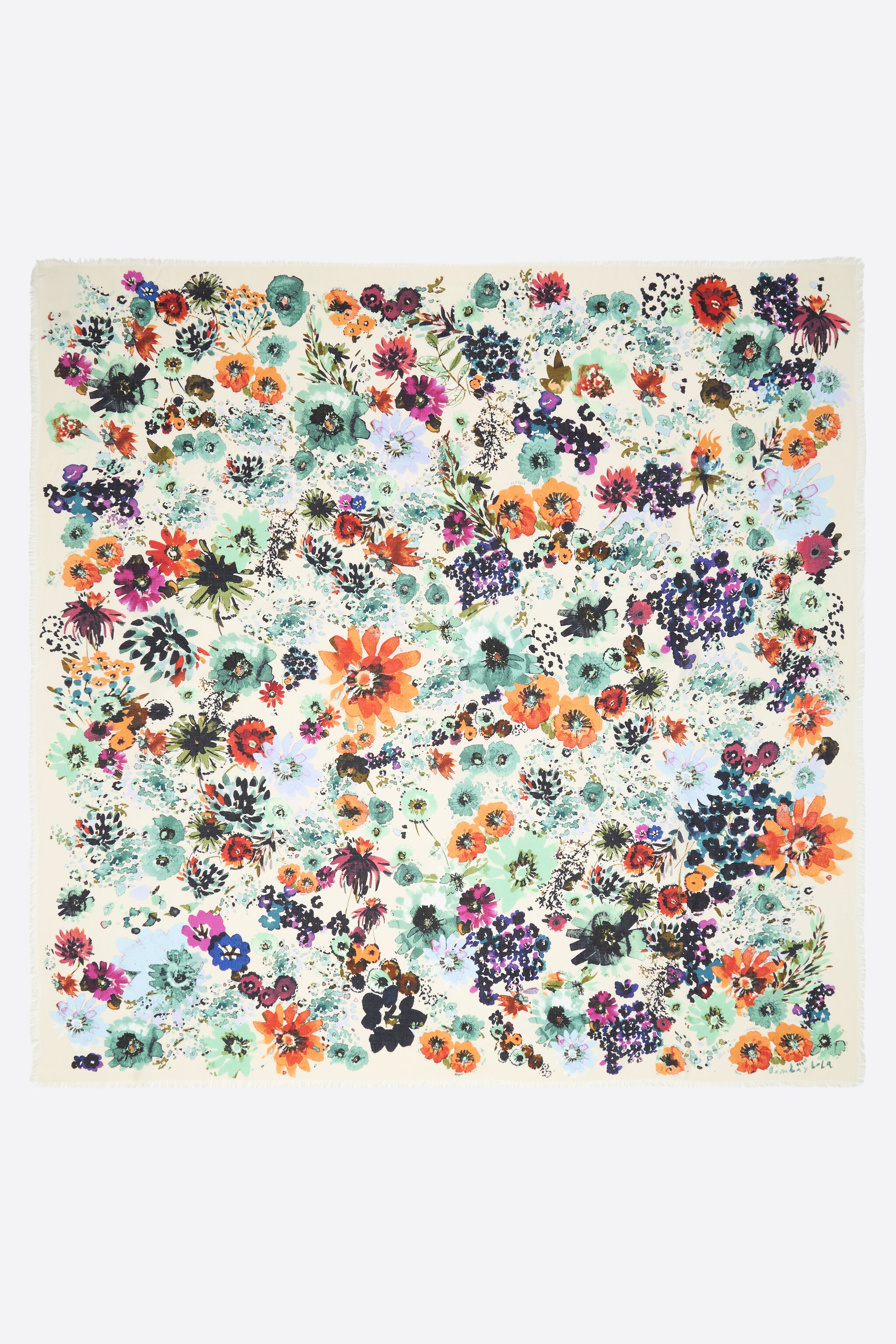 Ivory floral watercolor shawl