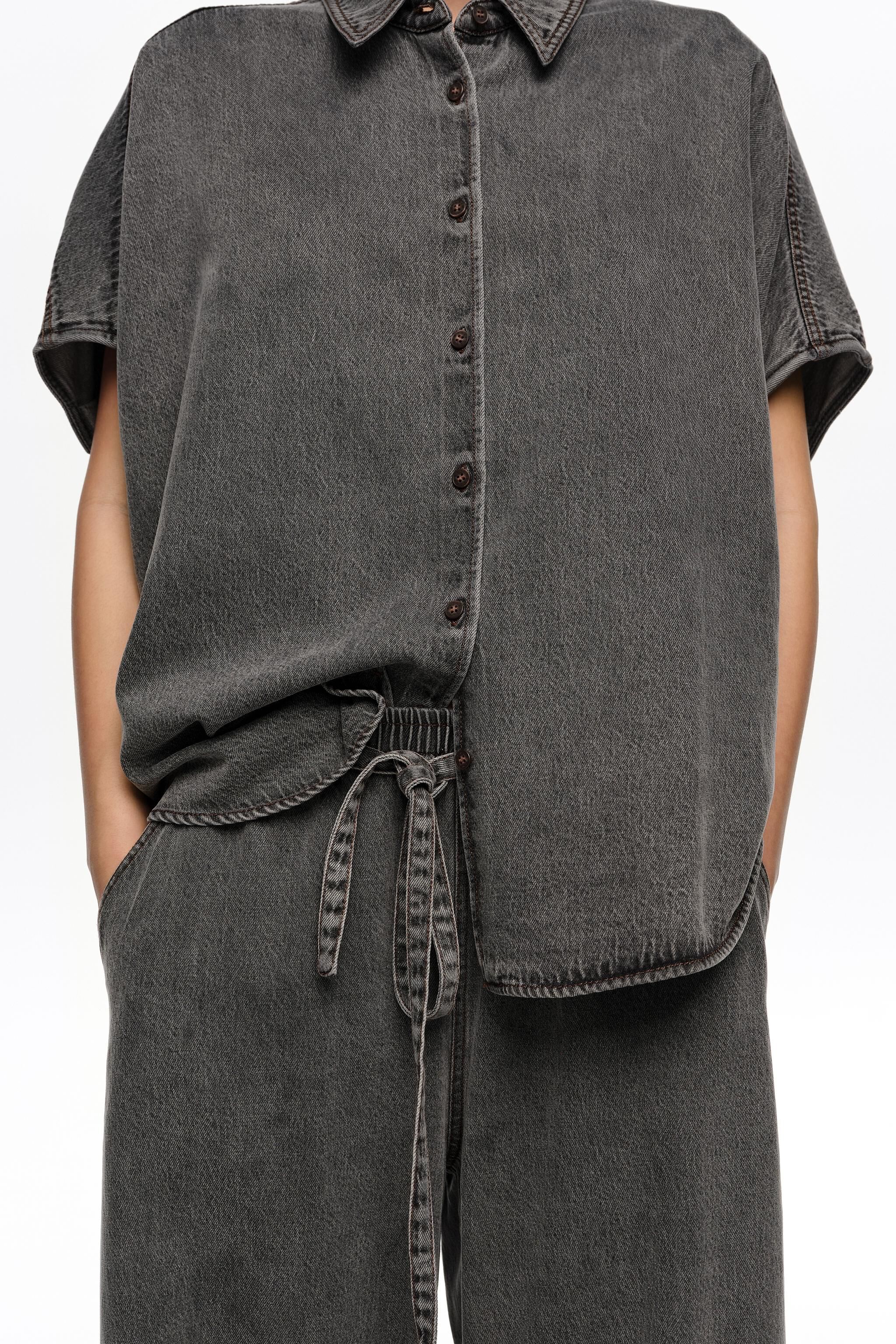 Washed black fluid jogger trousers