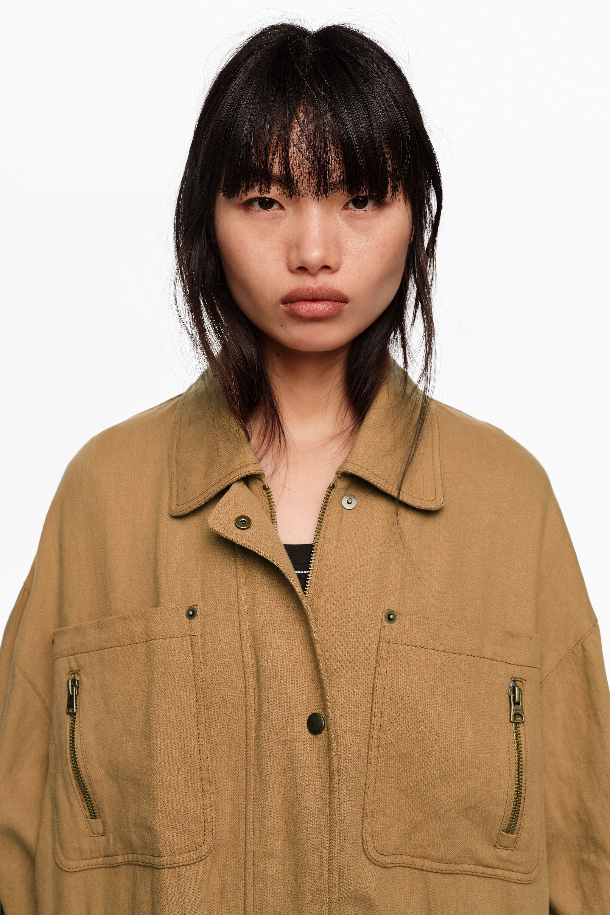 Camel jacket with adjustable waist