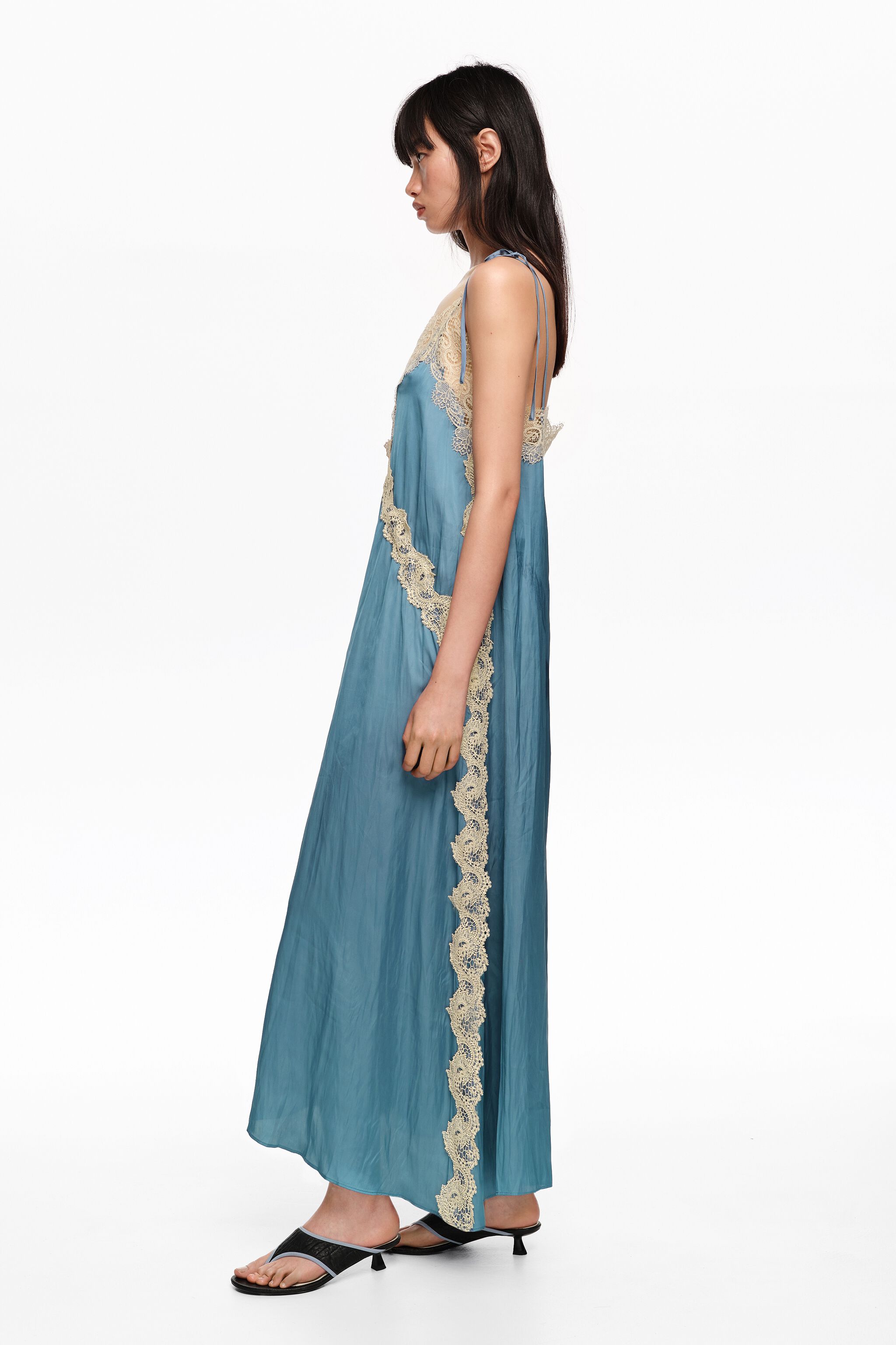 Teal flowing slip dress